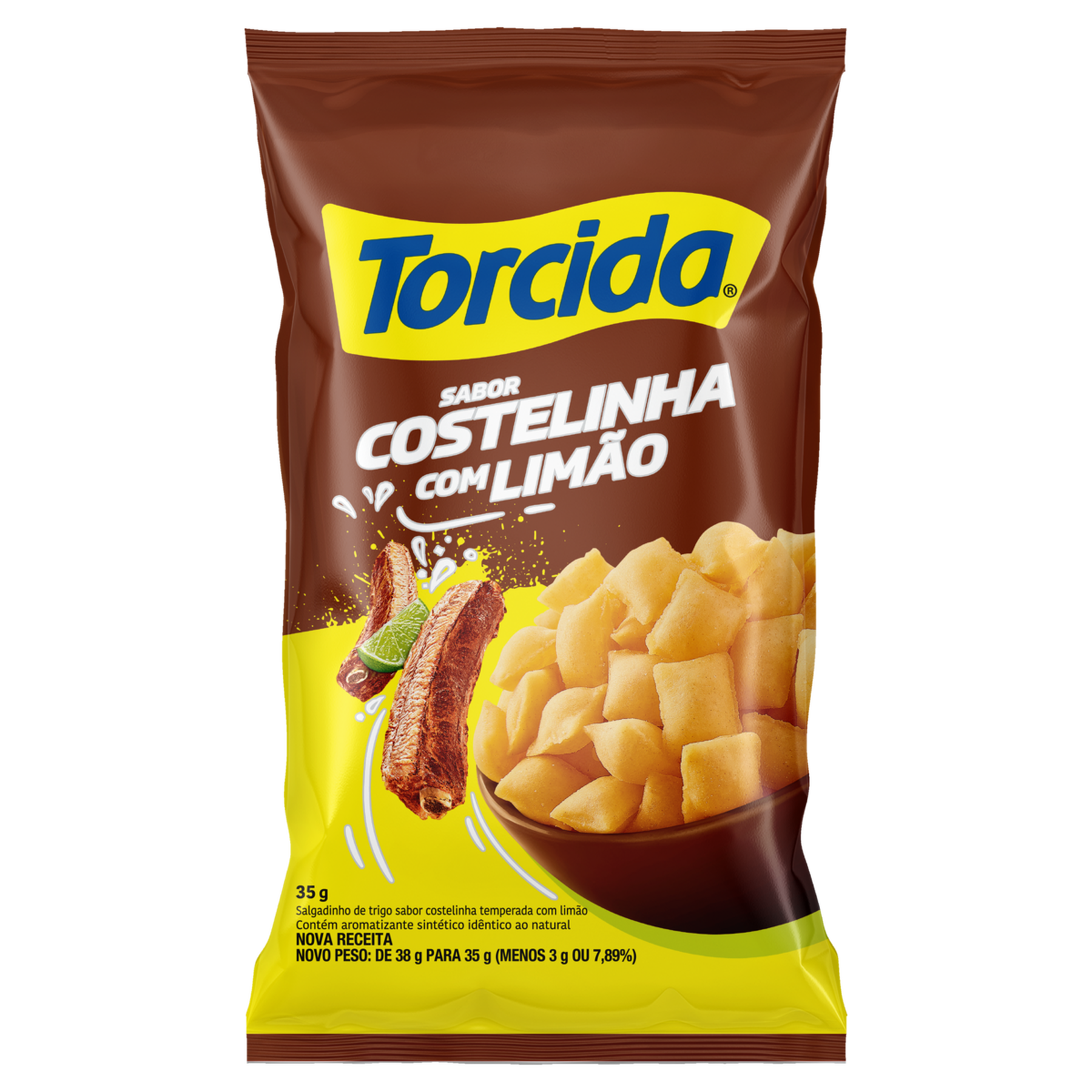 Salgadinho de Trigo Costelinha com Lim&atilde;o Torcida Pacote 35g