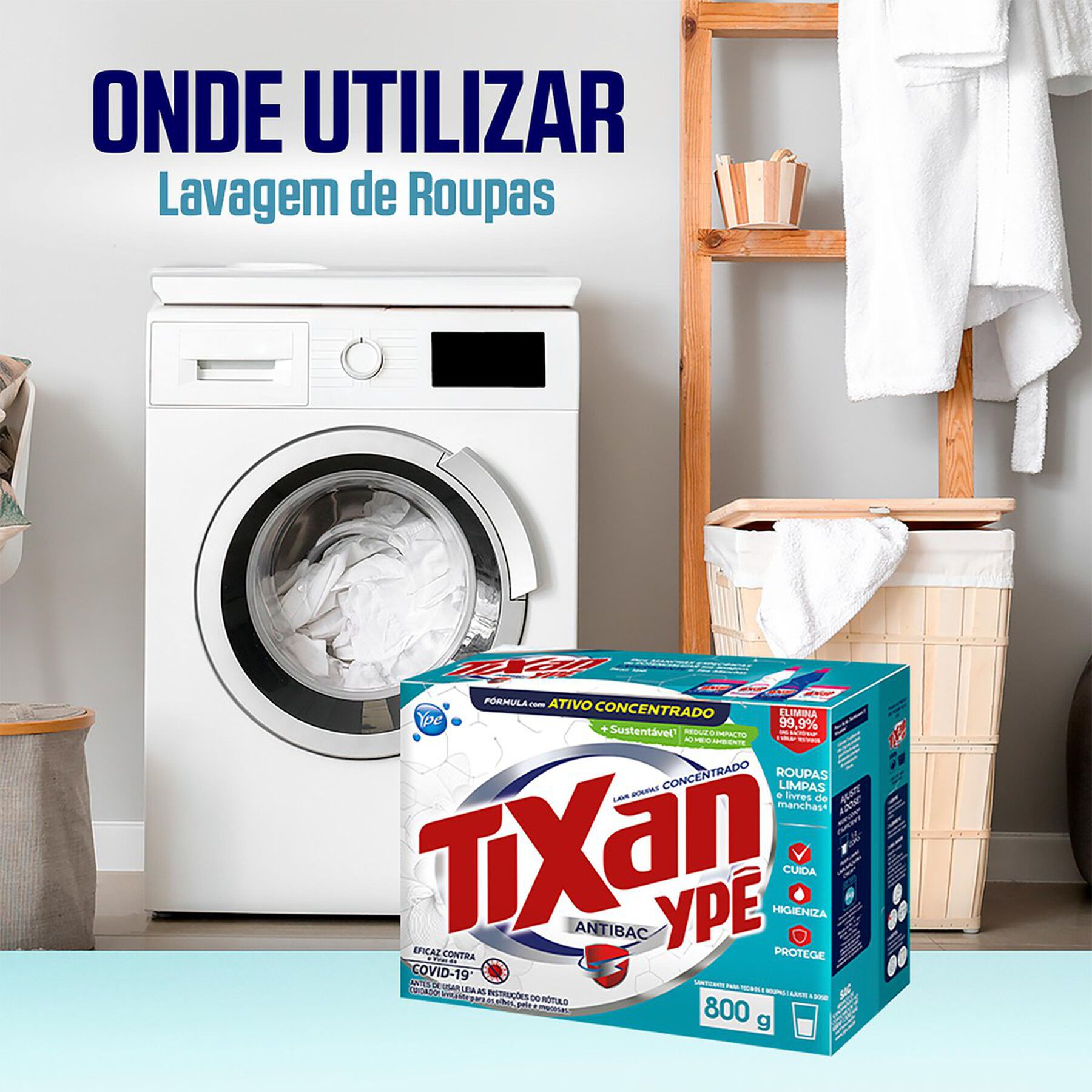 Sabão Concentrado em Pó Antibac Tixan Ypê Caixa 800g