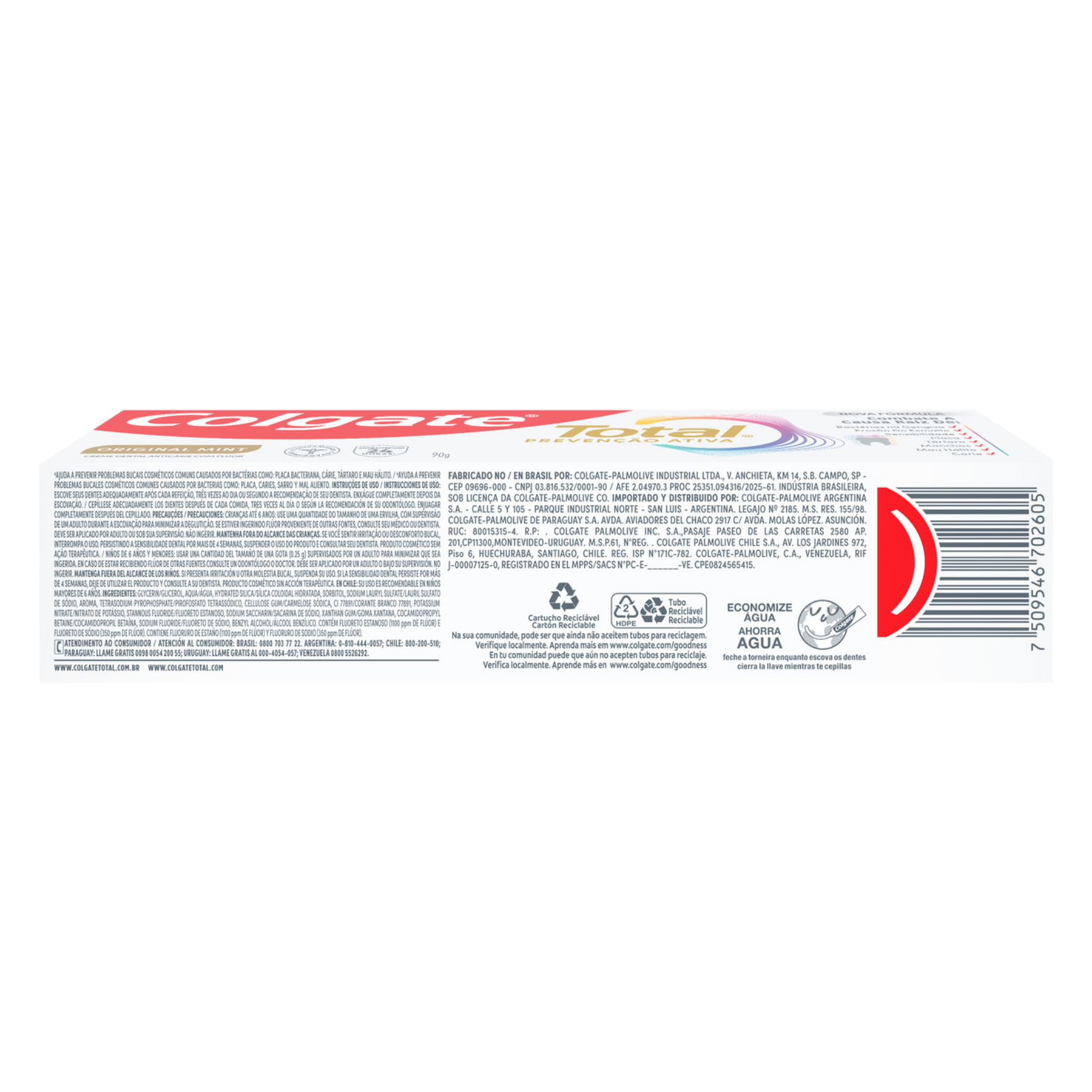 Creme Dental Original Mint Total Prevenção Ativa Colgate Caixa 90g