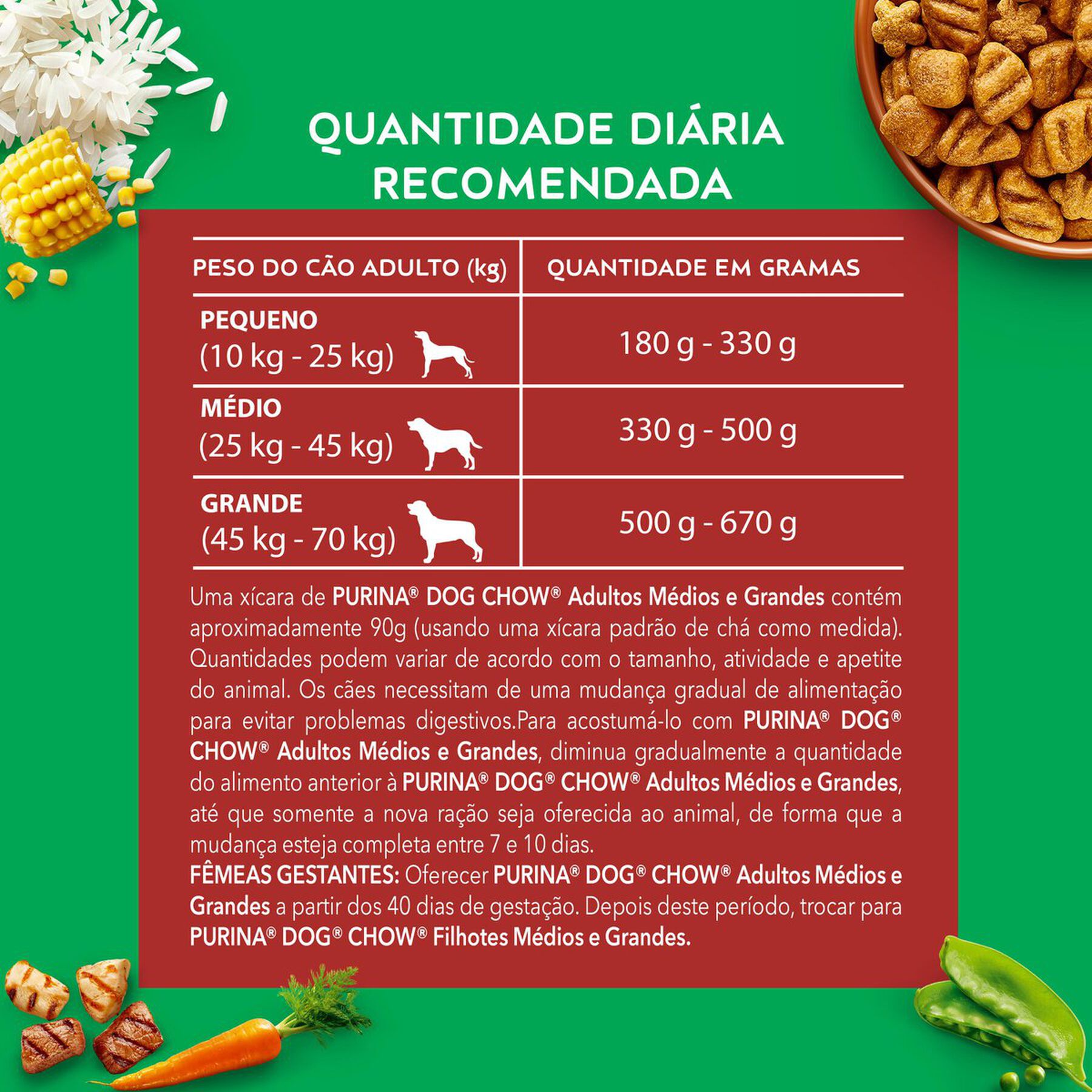 Alimento para Cães Adultos Raças Médias e Grandes Carne, Frango e Arroz Purina Dog Chow Extra Life Pacote 10,1kg