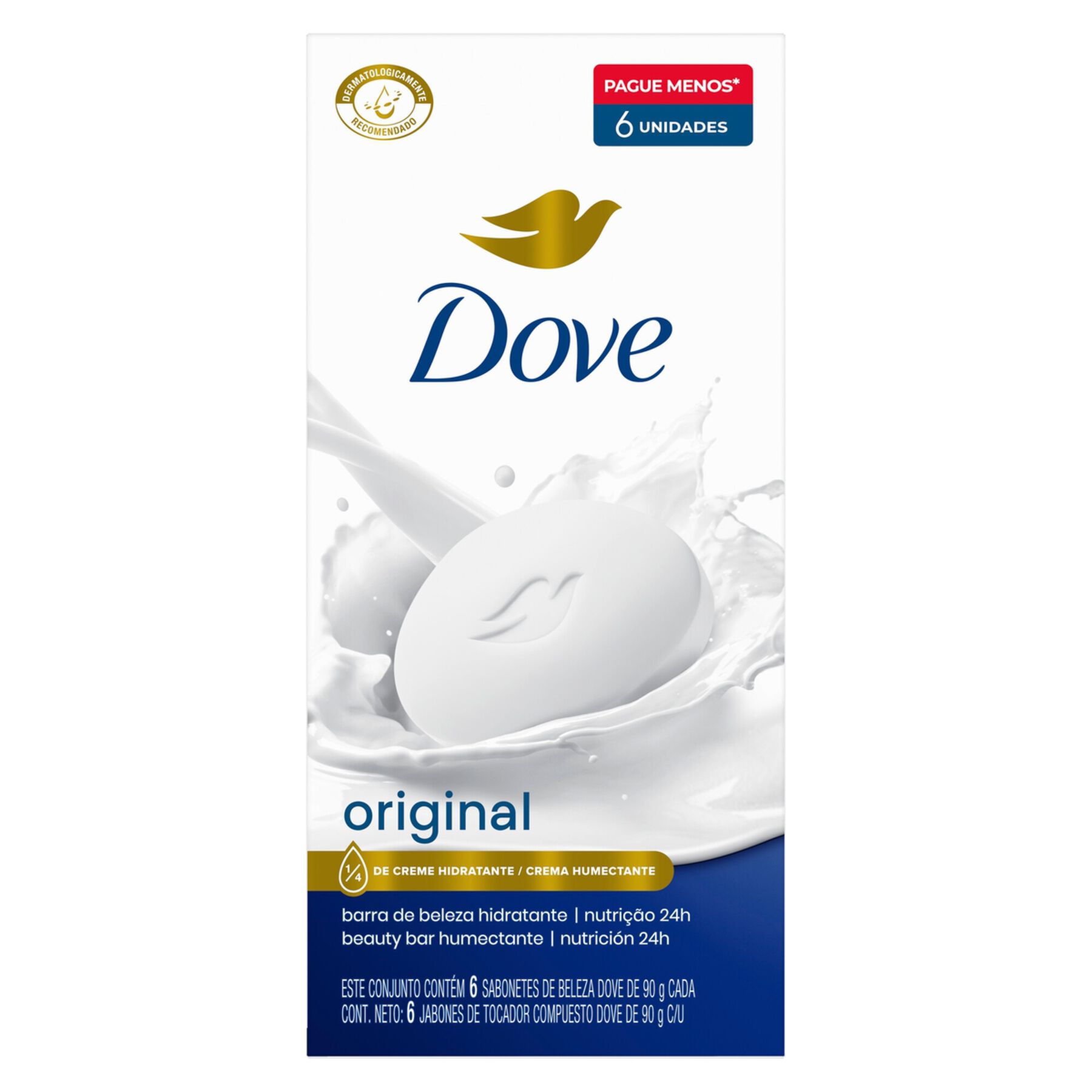 Pack Sabonete em Barra Original Dove Cartucho 6 Unidades 90g Cada Leve Mais Pague Menos
