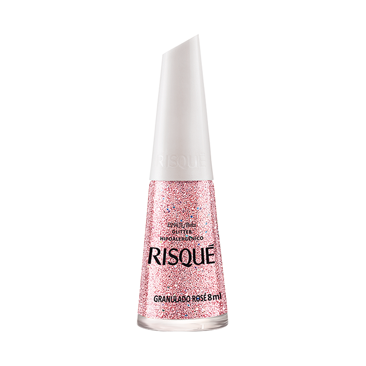 Esmalte Glitter Granulado Ros&eacute; Risqu&eacute; 8ml