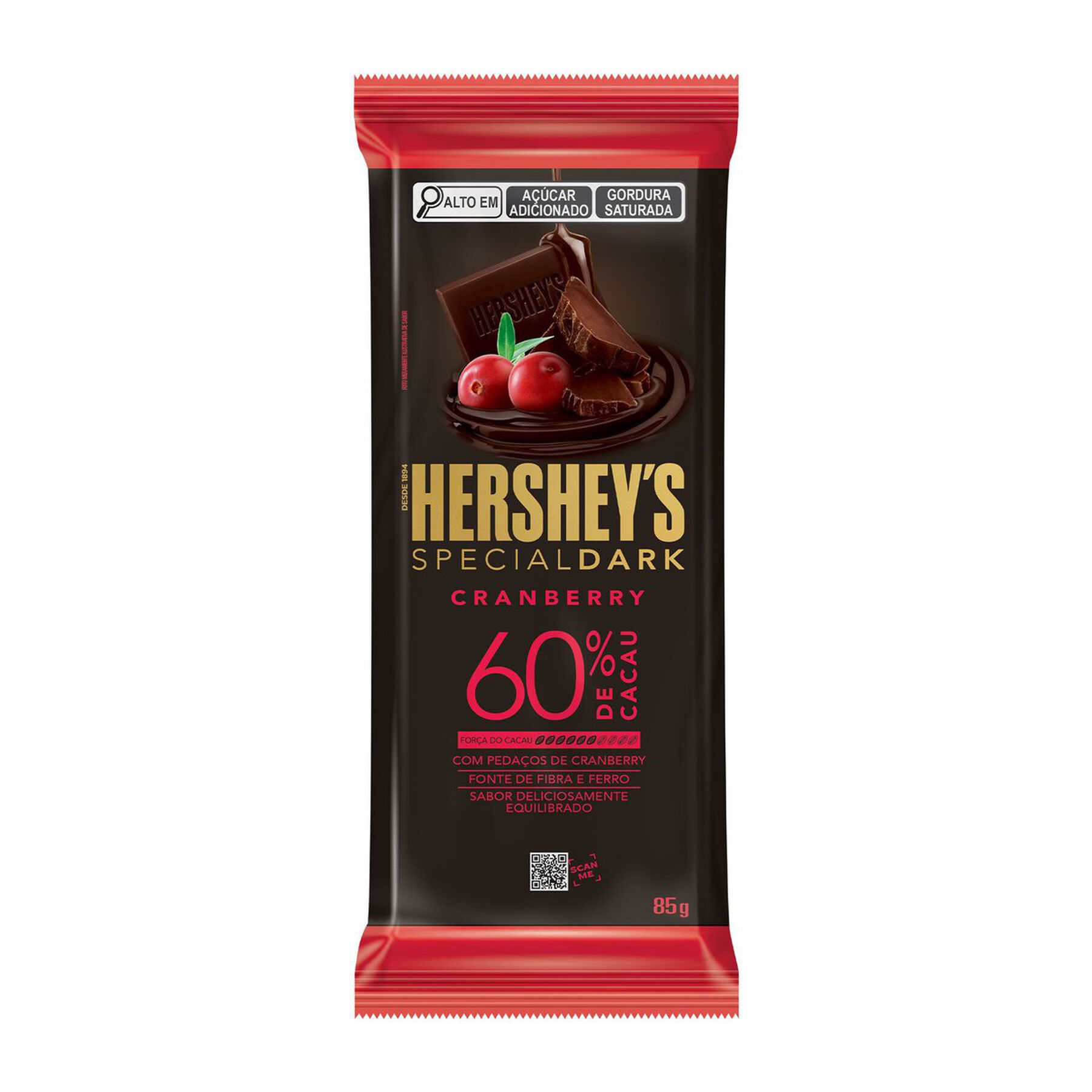 Chocolate Amargo 60% Cacau Cranberry Hersheys Special Dark Pacote 85g