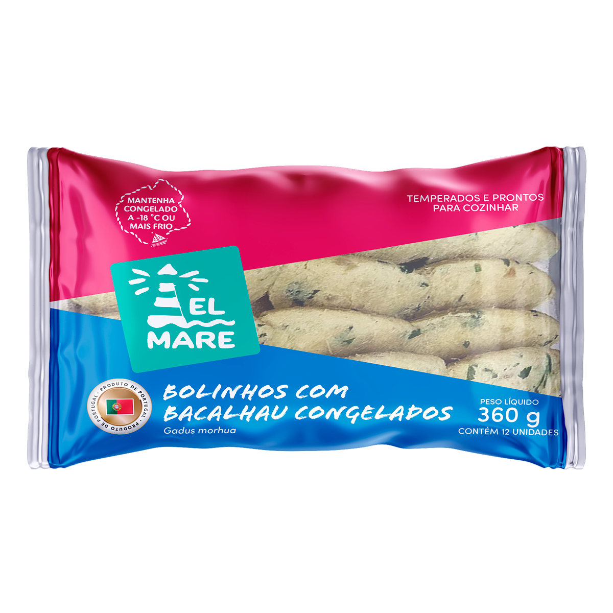 Bolinho com Bacalhau Congelado El Mare Pacote 360g