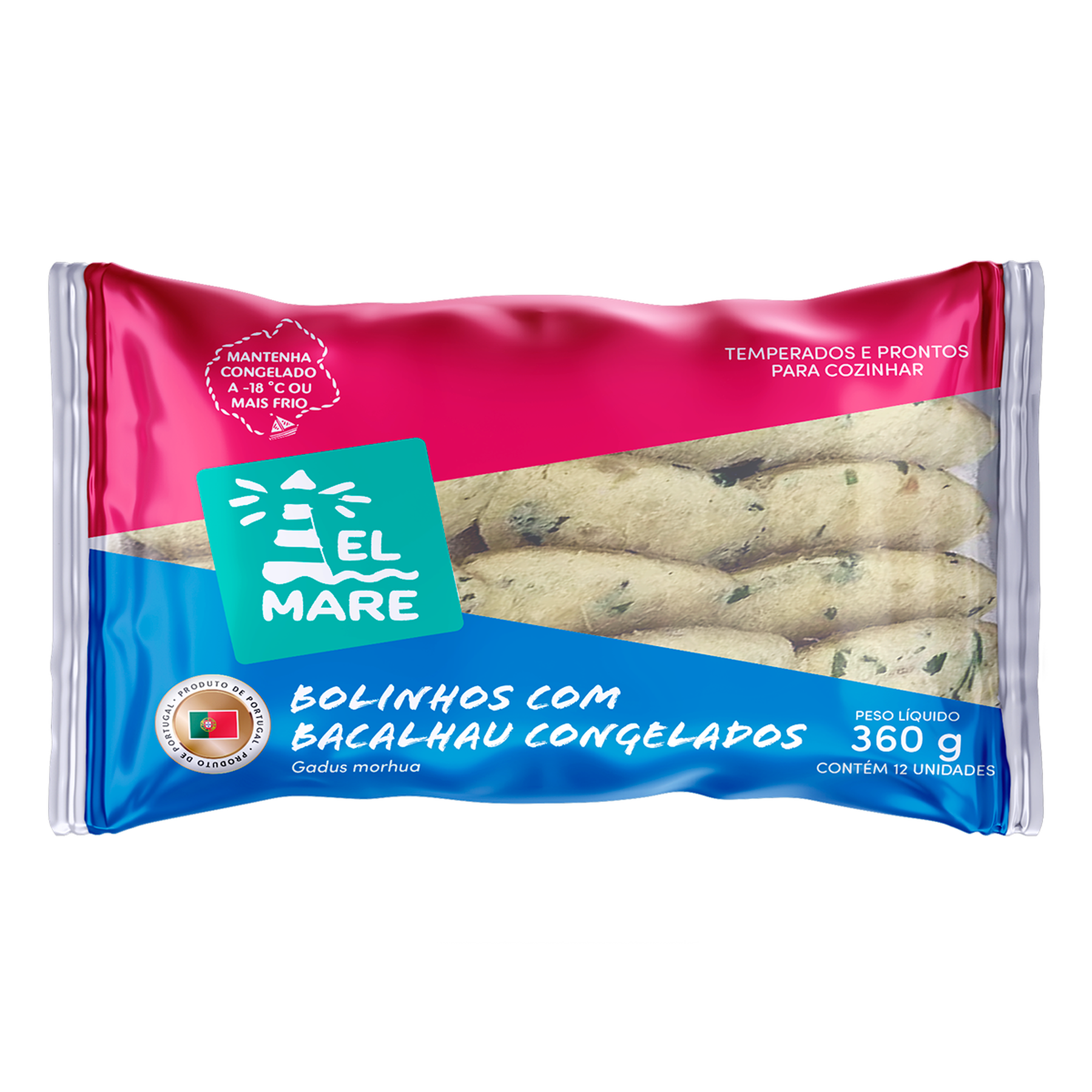 Bolinho com Bacalhau Congelado El Mare Pacote 360g