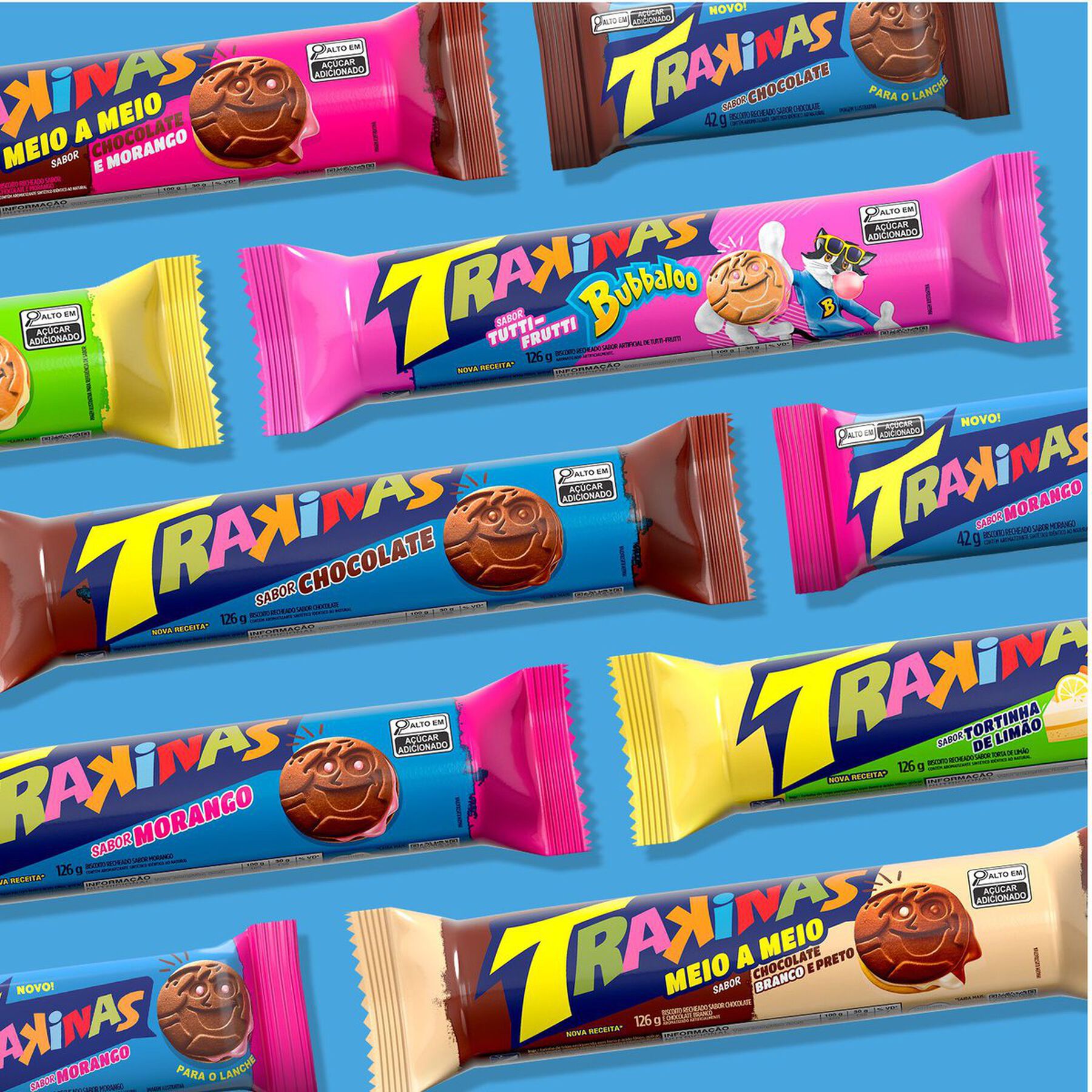 Biscoito Recheio Morango Trakinas Pacote 126g