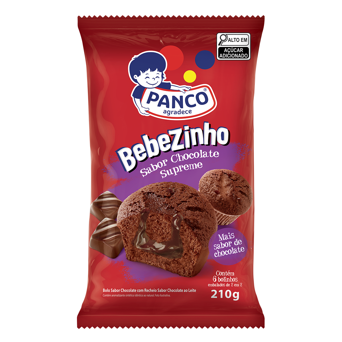 Bolinho Chocolate Supreme Bebezinho Panco Pacote 210g C/6 Unidades