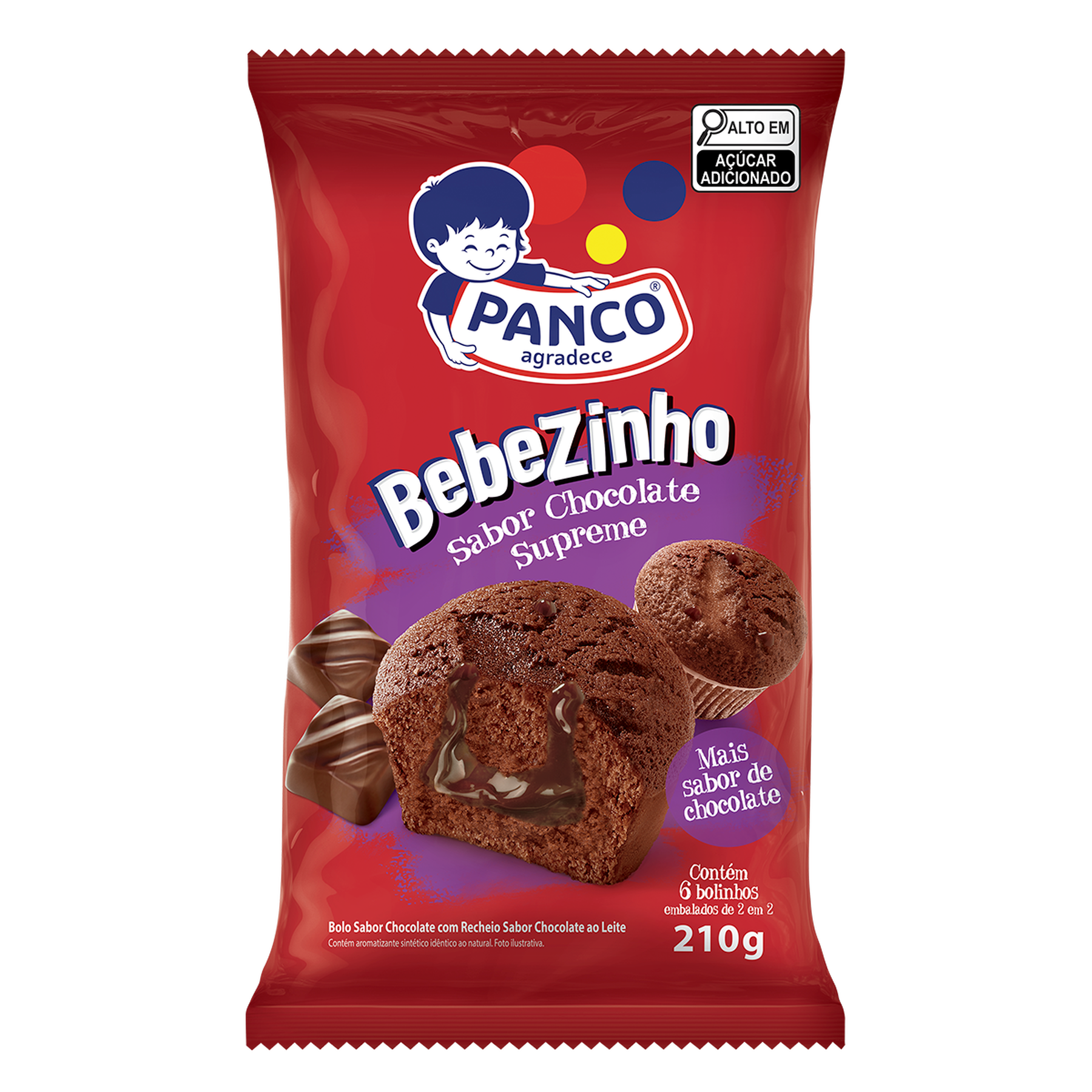 Bolinho Chocolate Supreme Bebezinho Panco Pacote 210g C/6 Unidades