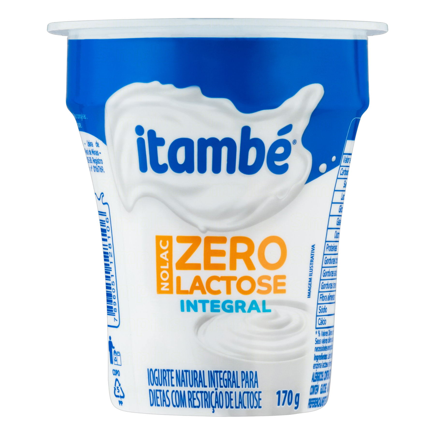 Iogurte Integral Natural Zero Lactose Itamb&eacute; Nolac Copo 170g
