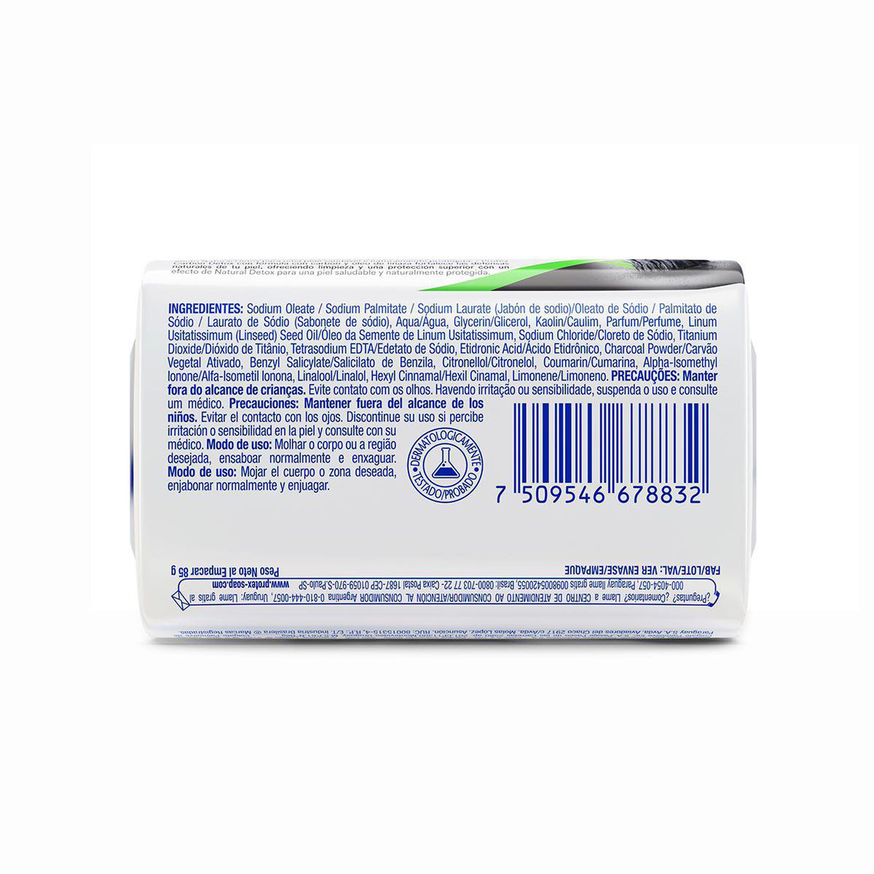Sabonete Barra Antibacteriano Carvão Detox Protex Envoltório 85g