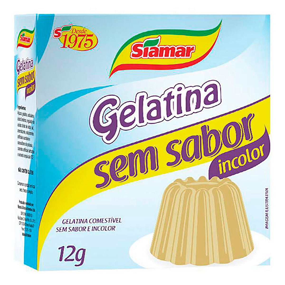 Gelatina sem Sabor Incolor Siamar 12g