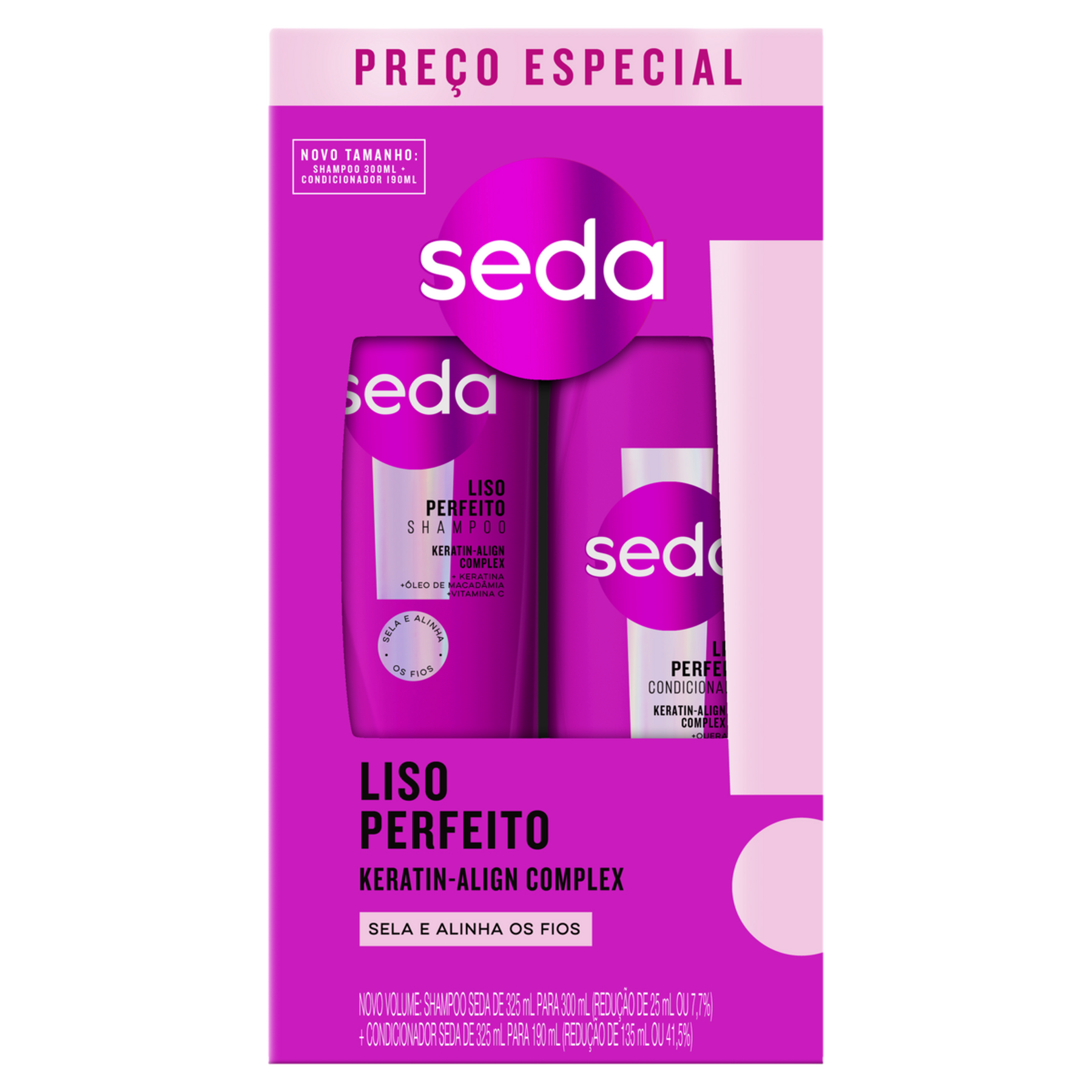 Shampoo 300ml + Condicionador 190ml Liso Perfeito Seda