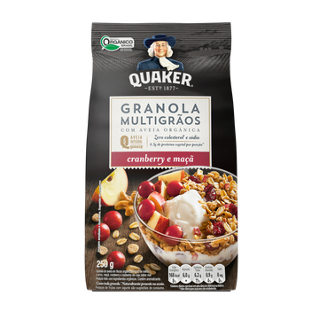 Granola Multigrãos Com Aveia Orgânica Cranberry e Maçã Quaker Pacote 250g
