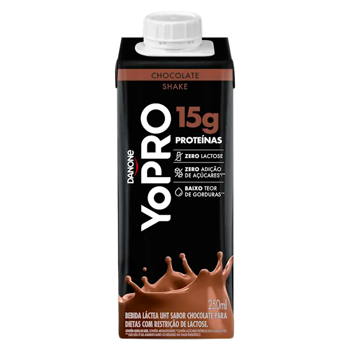 Bebida L&aacute;ctea UHT Chocolate Zero Lactose Yopro 15g High Protein Caixa 250ml