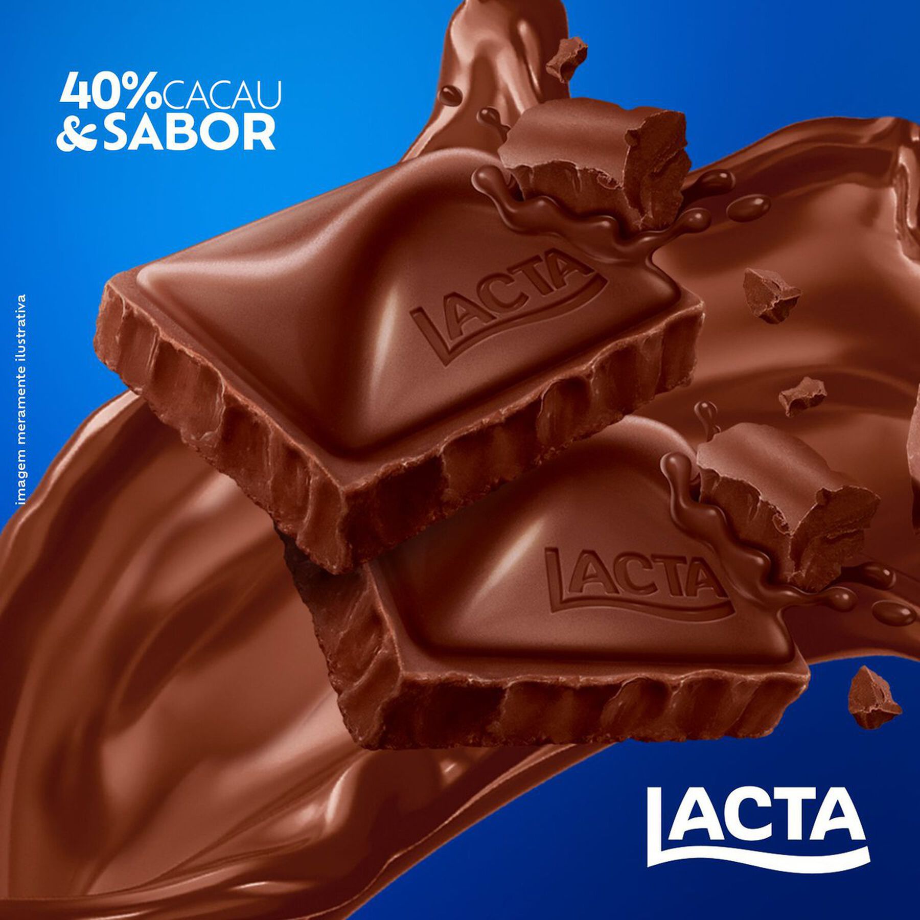 Barra de Chocolate Meio Amargo 40% Cacau Amaro Lacta Pacote 80g