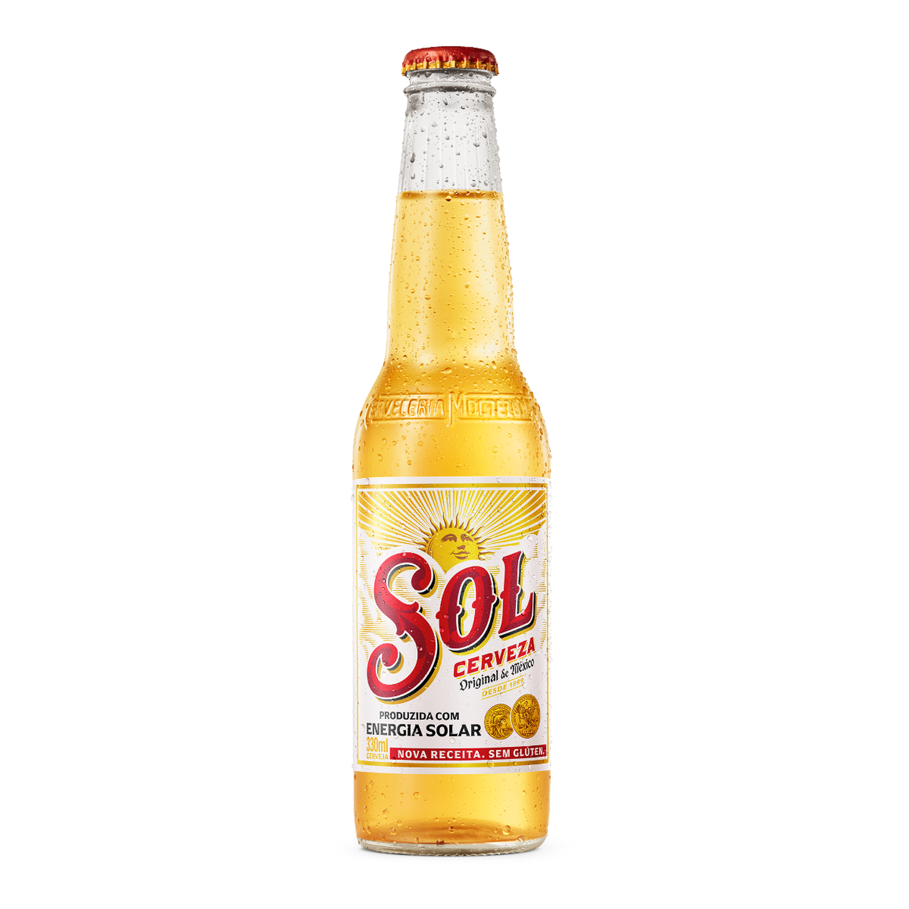 Cerveja Pilsen sem Gl&uacute;ten Sol Long Neck 330ml
