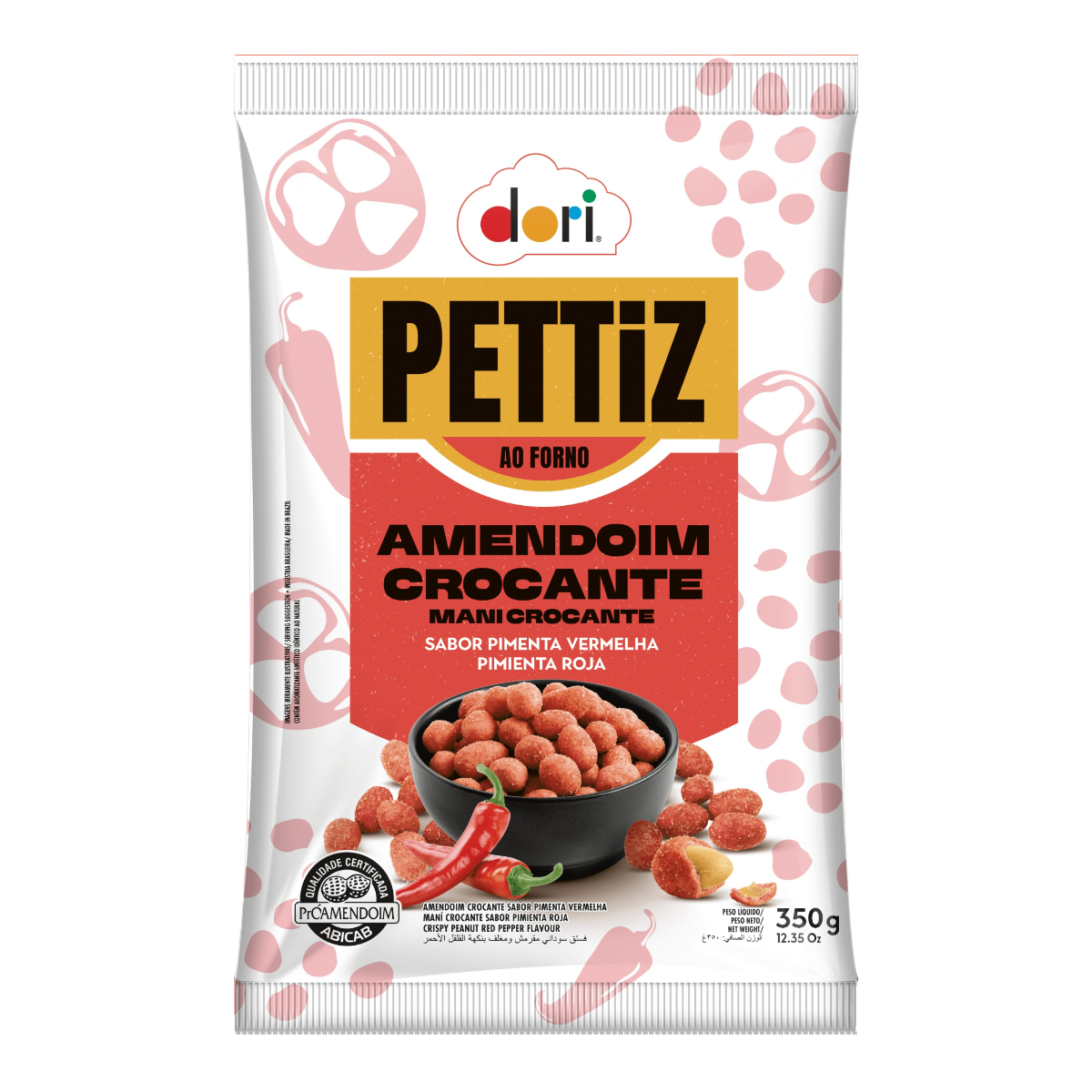 Amendoim Crocante Pimenta-Vermelha Dori Pettiz Pacote 350g