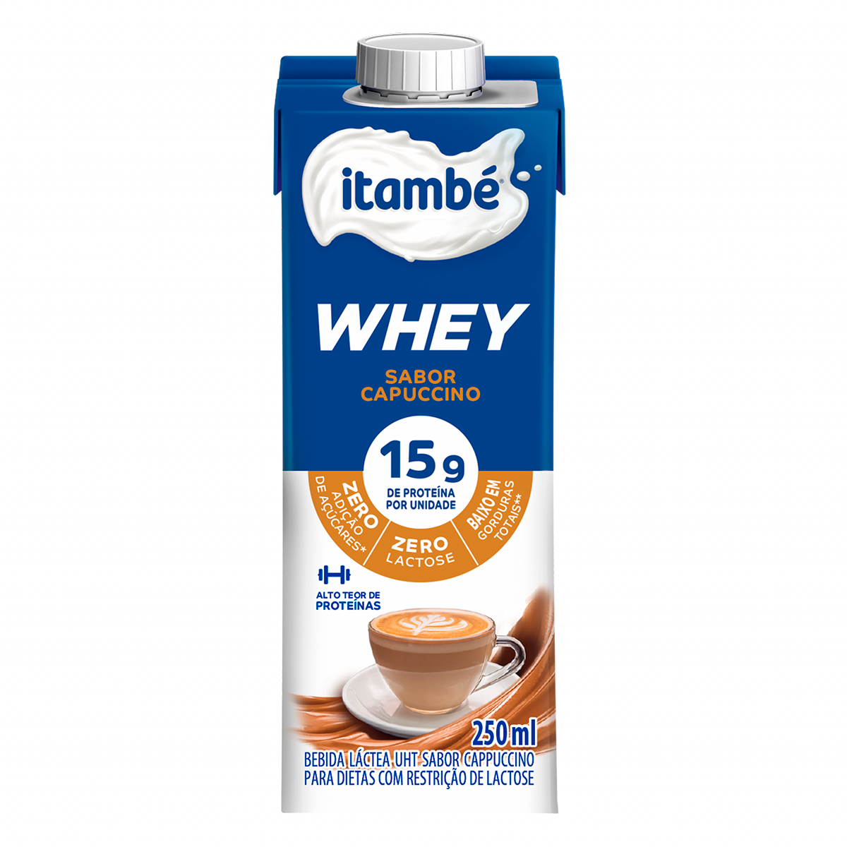 Bebida L&aacute;ctea Capuccino Zero Lactose Itamb&eacute; Whey Caixa 250ml