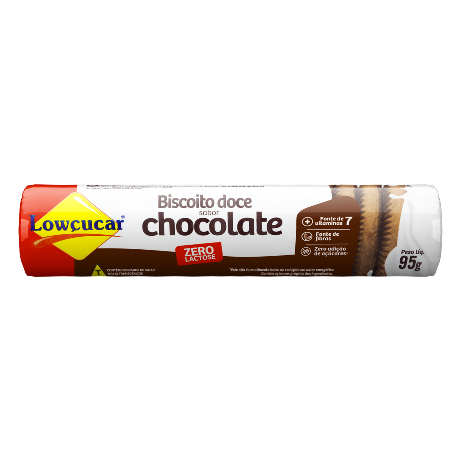 Biscoito Chocolate Zero Lactose Low&ccedil;ucar Pacote 95g