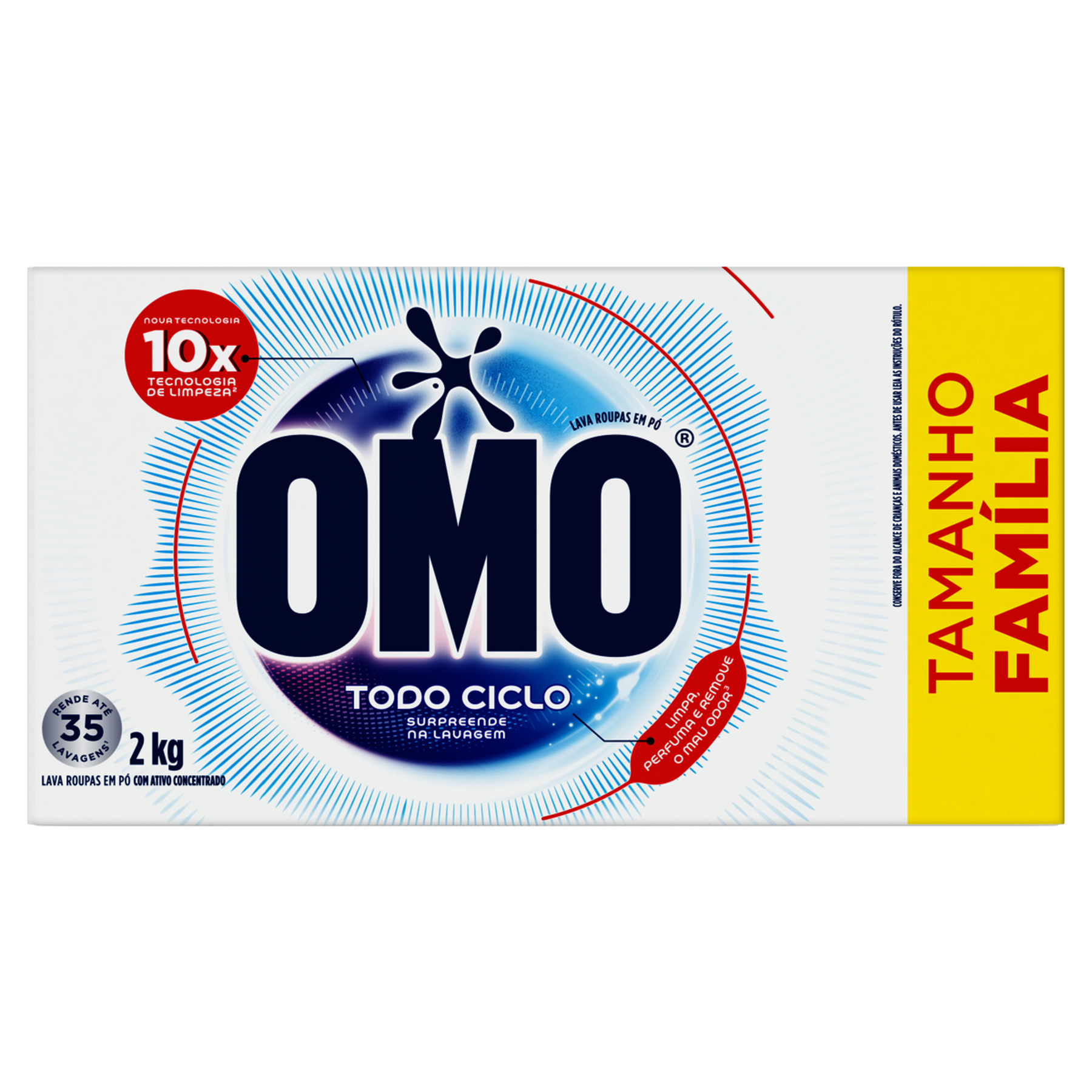 Lava Roupas em P&oacute; Todo Ciclo Omo Caixa 2kg