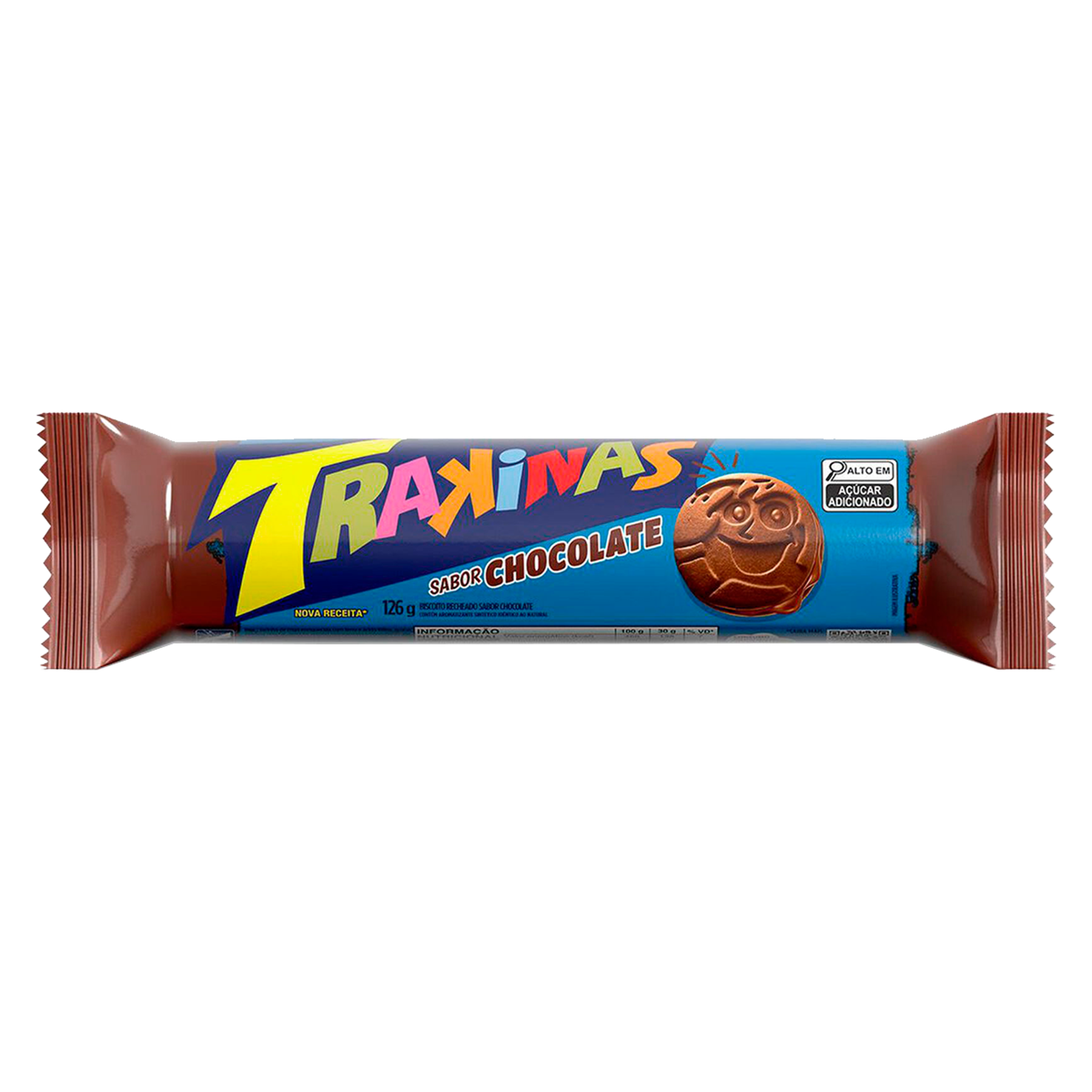 Biscoito Recheio Chocolate Trakinas Pacote 126g&nbsp;