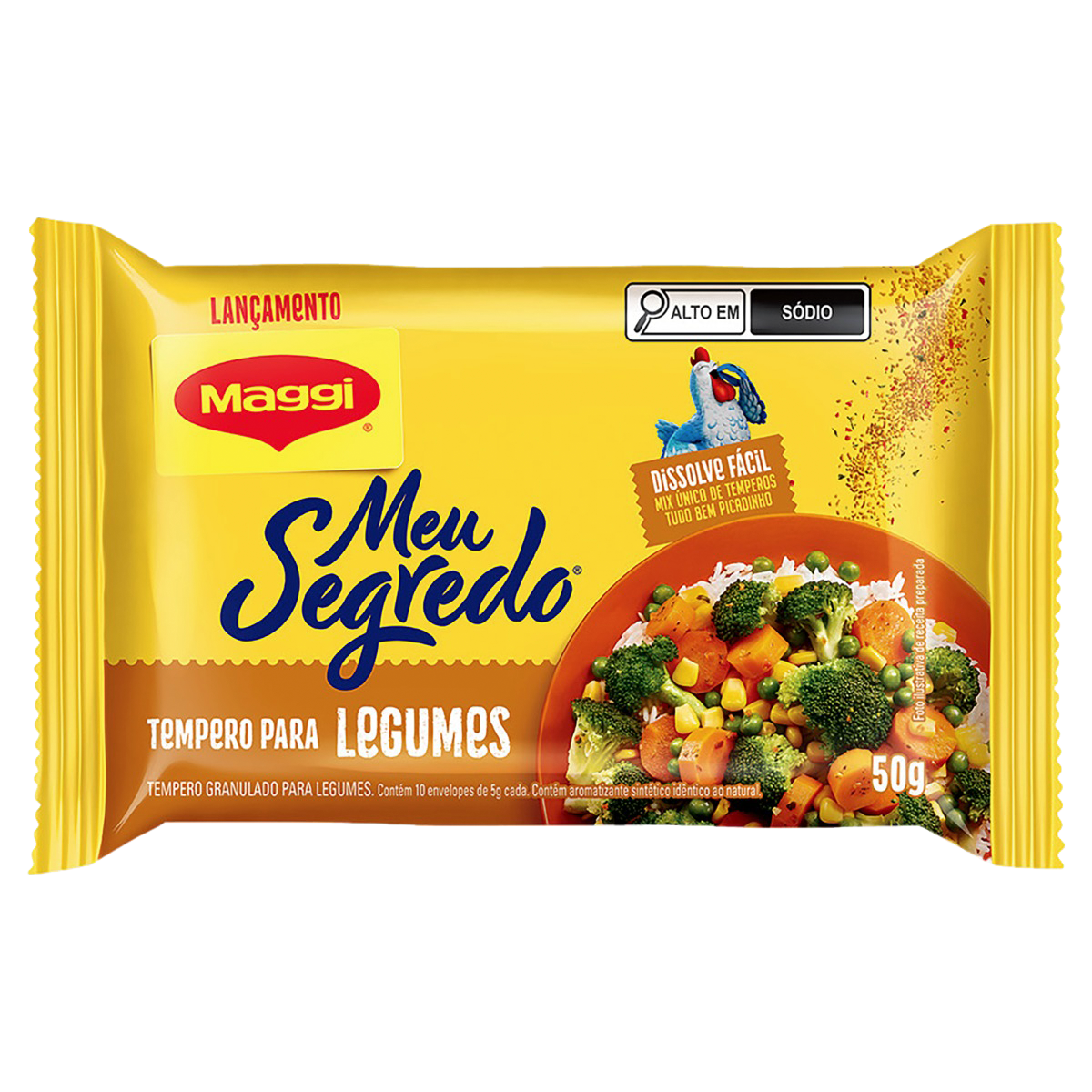 Tempero Granulado para Legumes Meu Segredo Maggi Pacote 50g C/10 Unidades