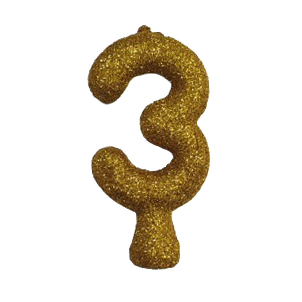 Vela Anivers&aacute;rio Glitter 3 Ouro Valves Festas