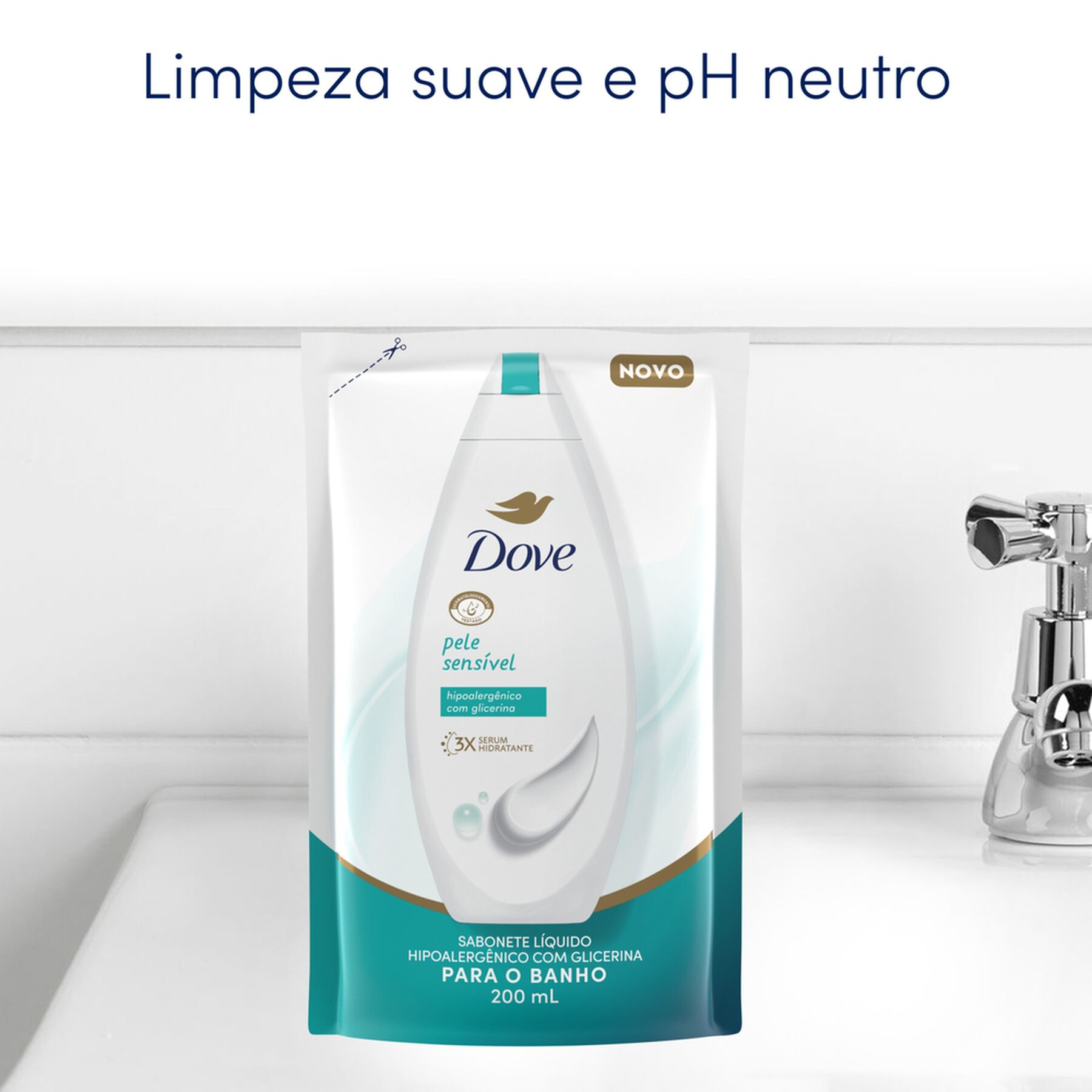 Sabonete Líquido Pele Sensível Dove Sachê 200ml Refil
