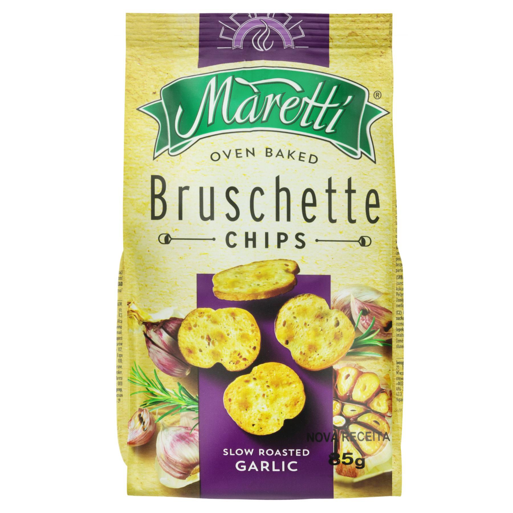 Snack de Trigo Alho Tostado Bruschette Maretti Pacote 85g