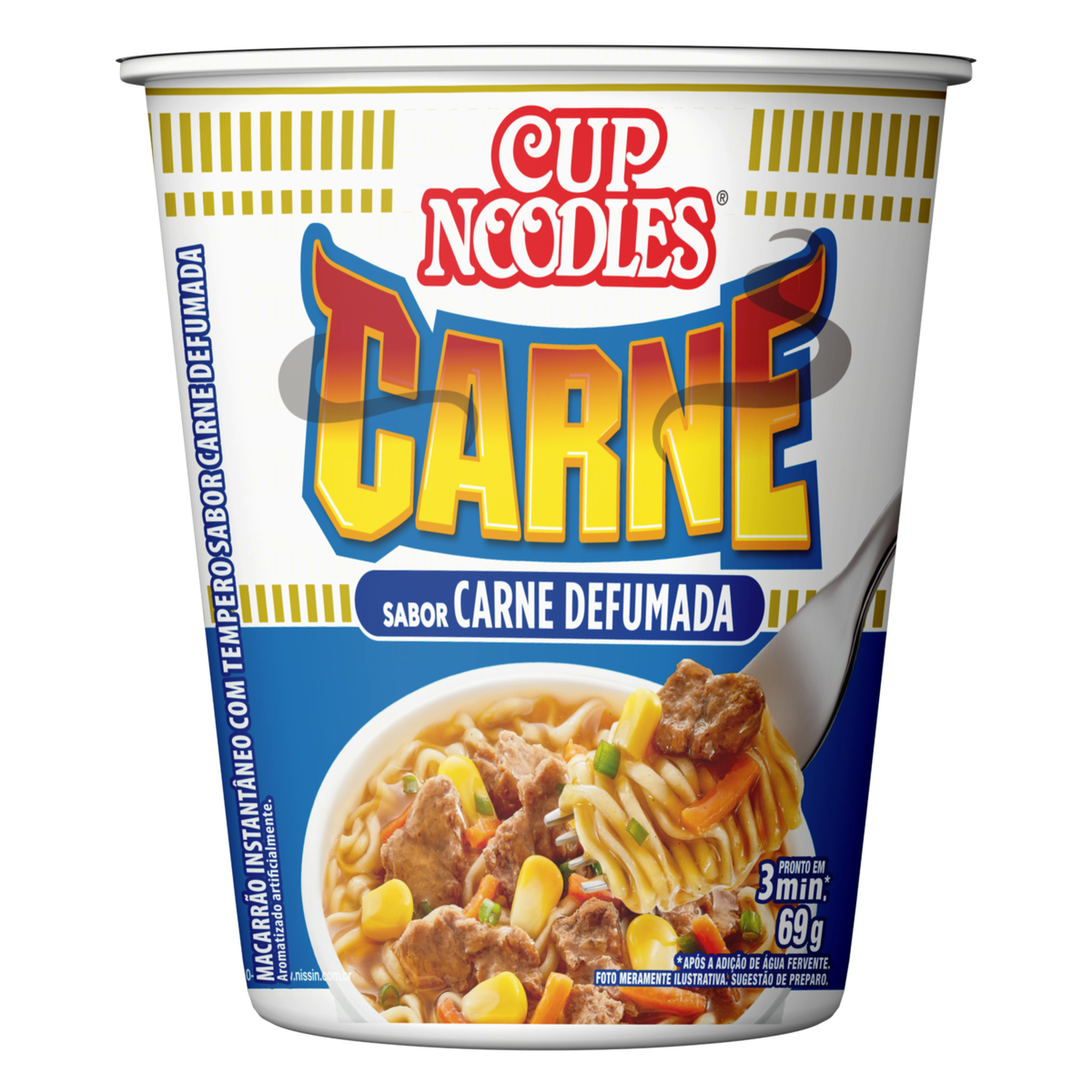 Macarrão Instantâneo Carne Defumada Nissin Cup Noodles Copo 69g