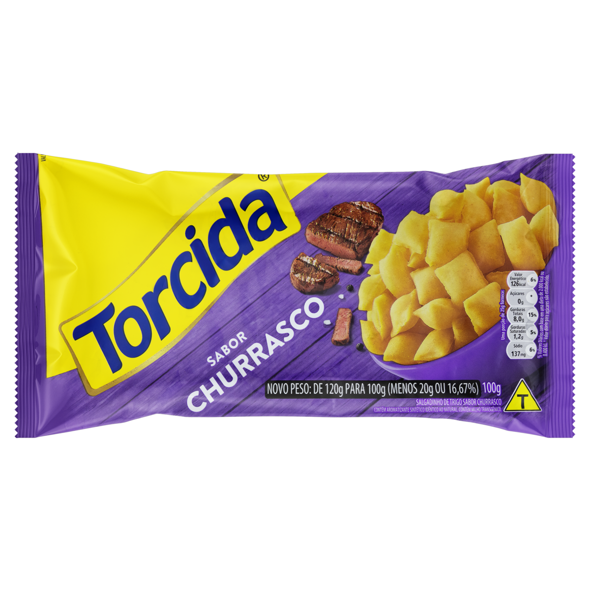 Salgadinho de Trigo Churrasco Torcida Pacote 100g