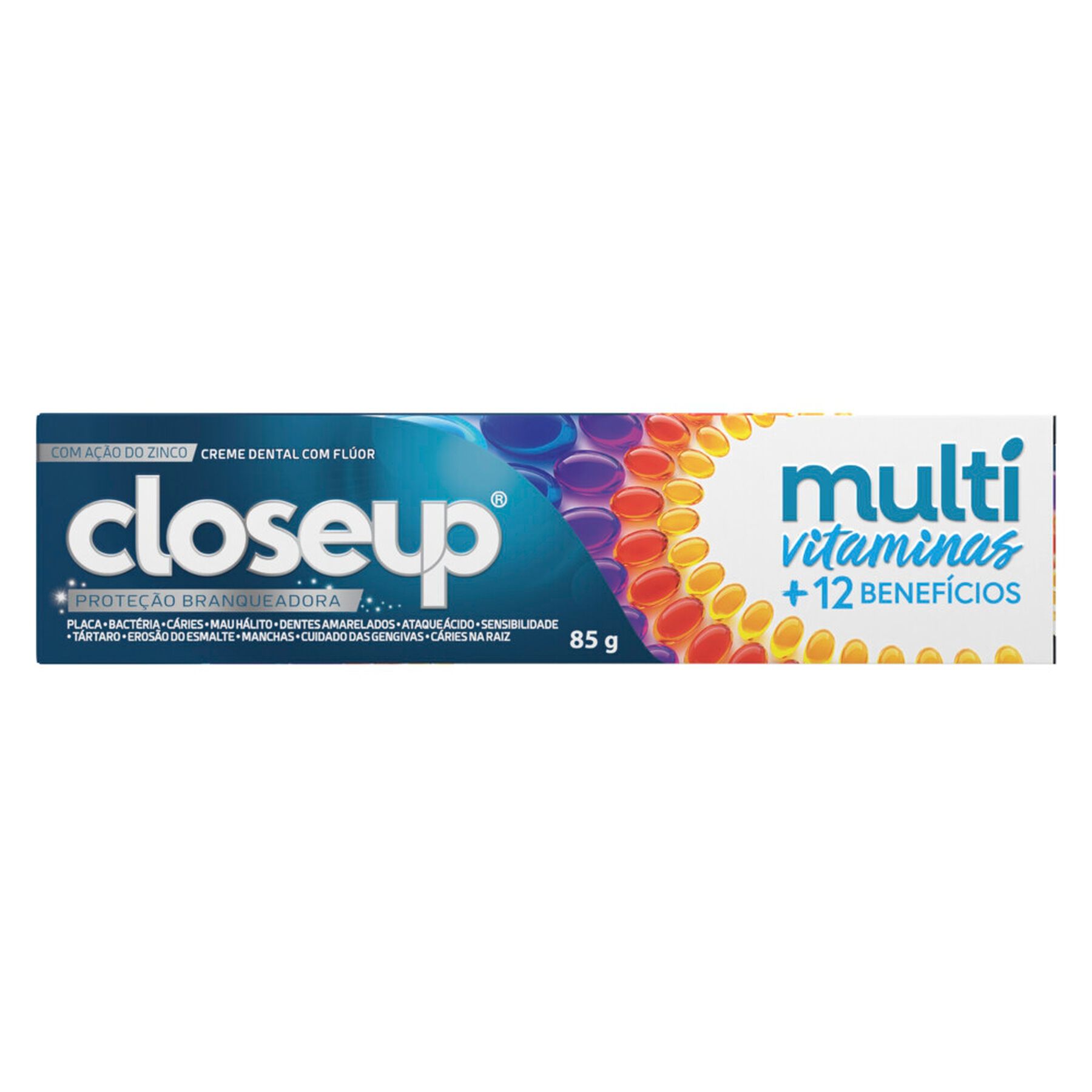 Creme Dental Proteção Branqueadora Closeup Multivitaminas + 12 Benefícios Caixa 85g