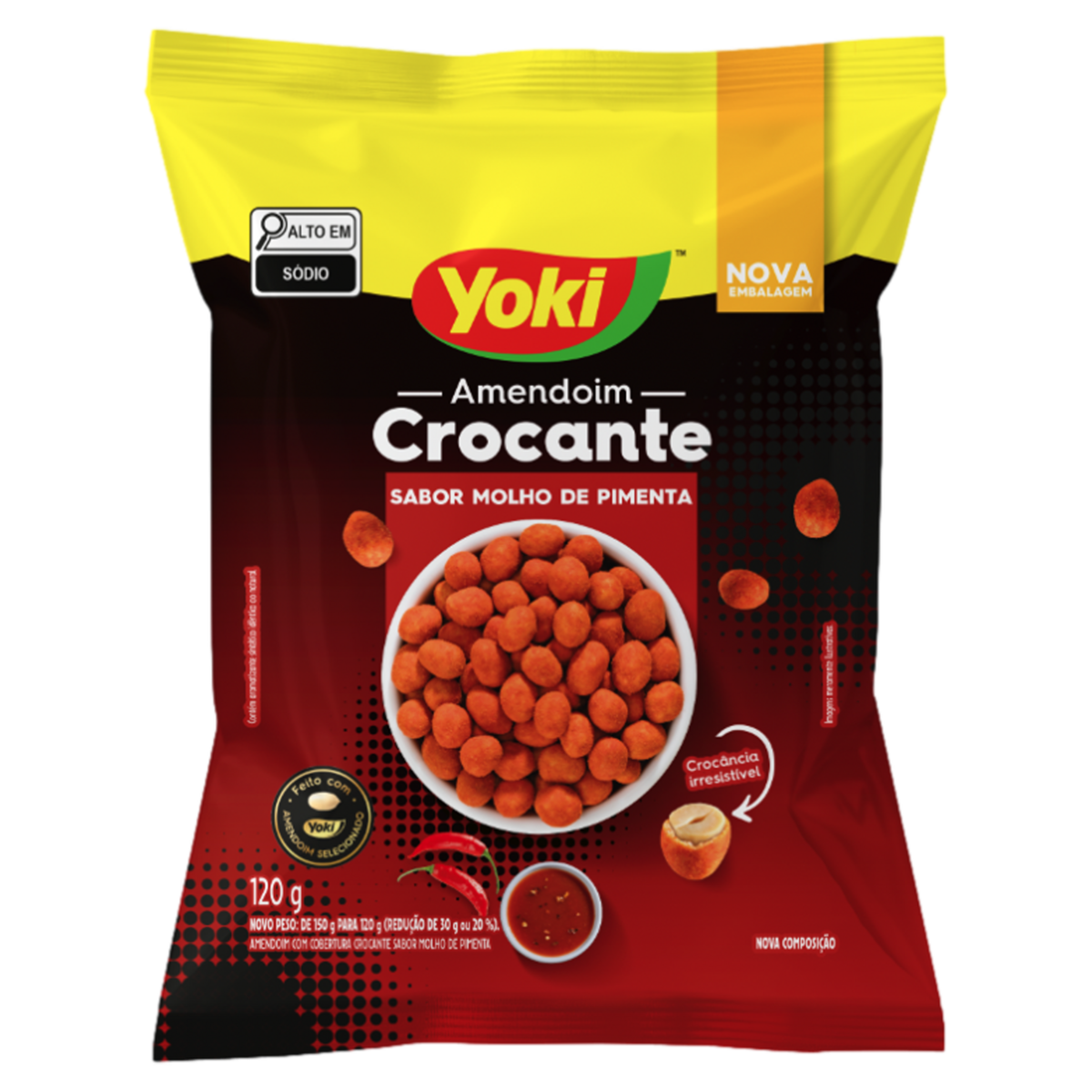 Amendoim Crocante Molho de Pimenta Yoki Pacote 120g