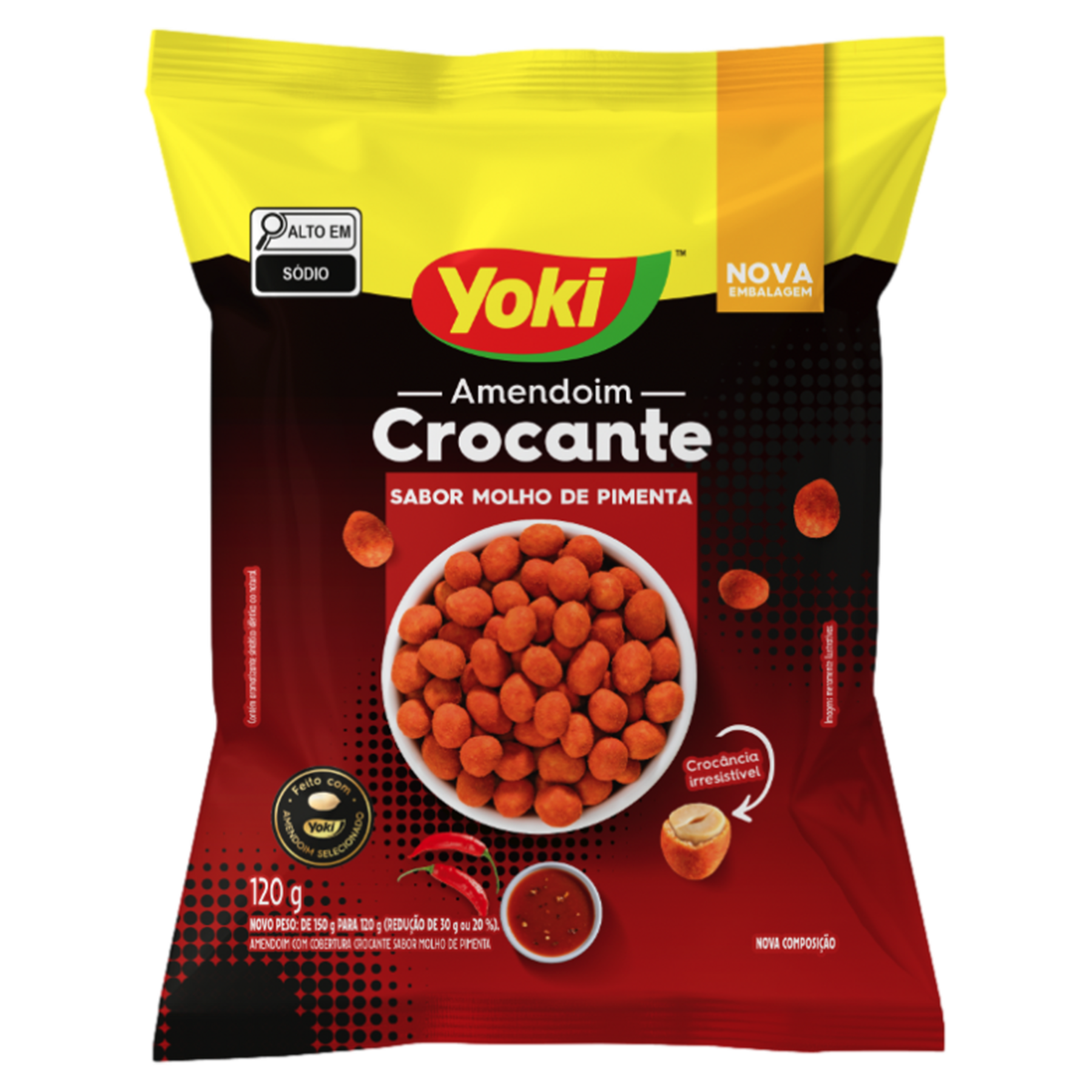 Amendoim Crocante Molho de Pimenta Yoki Pacote 120g