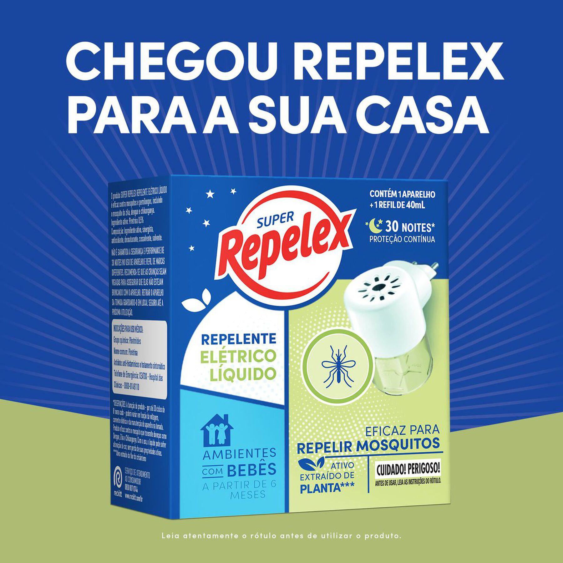 Aparelho El&eacute;trico + Refil Repelente L&iacute;quido 30 Noites Super Repelex 40ml
