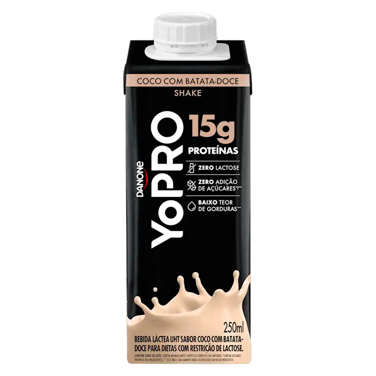 Bebida L&aacute;ctea UHT Coco com Batata-Doce Zero Lactose Yopro 15g High Protein Caixa 250ml