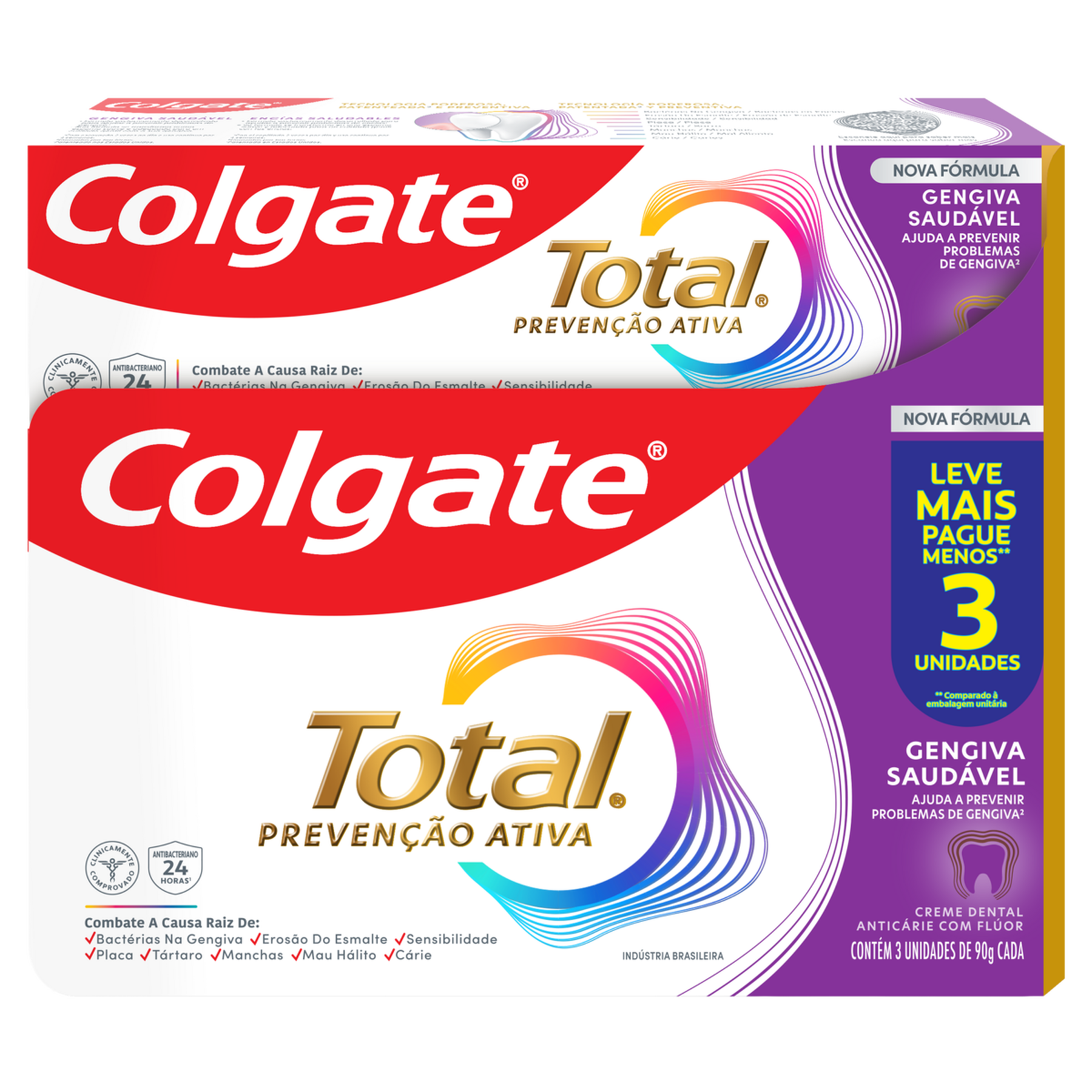 Creme Dental Colgate Total 12 Gengiva Refor&ccedil;ada 3 unid 90g Pre&ccedil;o Especial