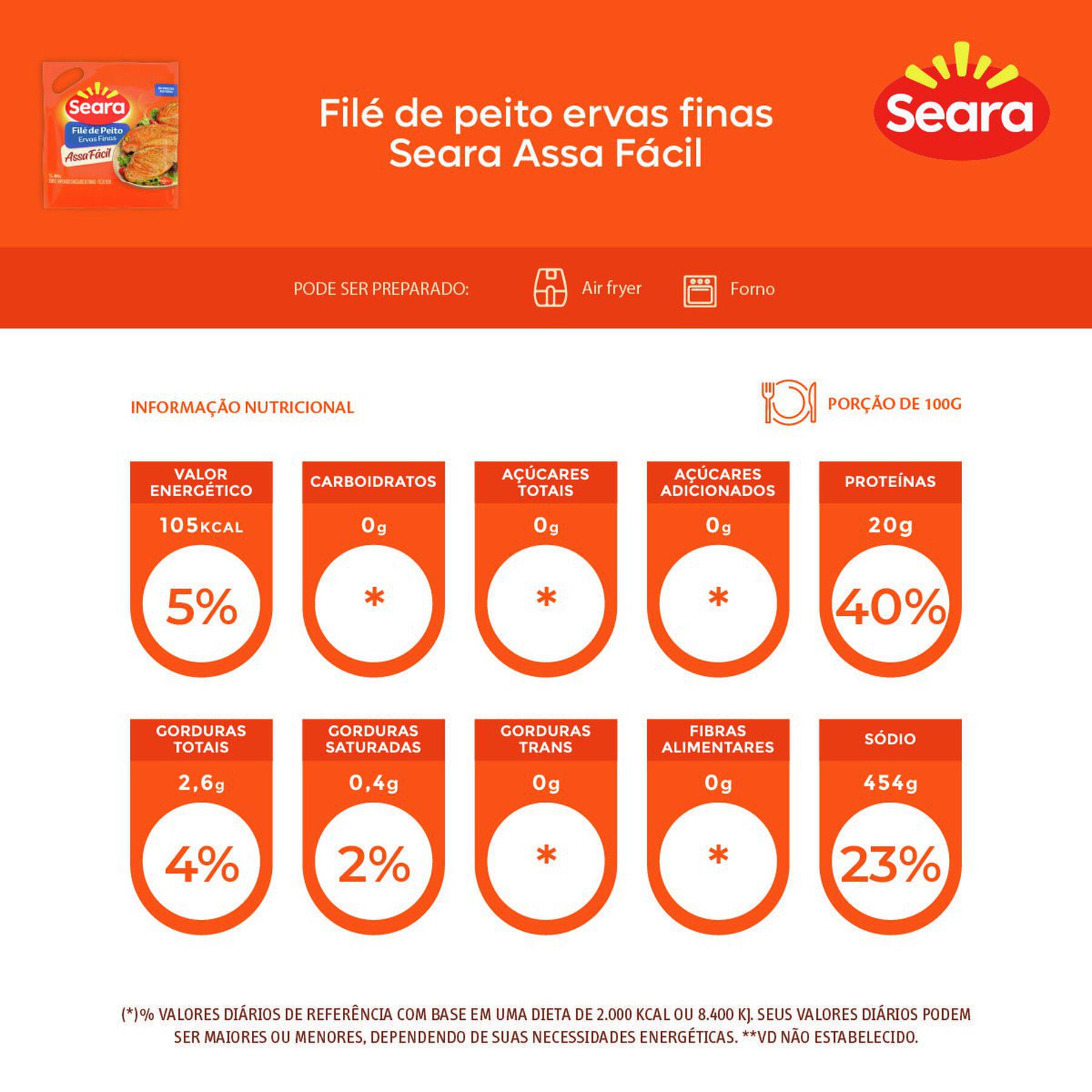 Filé de peito temperado Seara Assa Fácil 800g