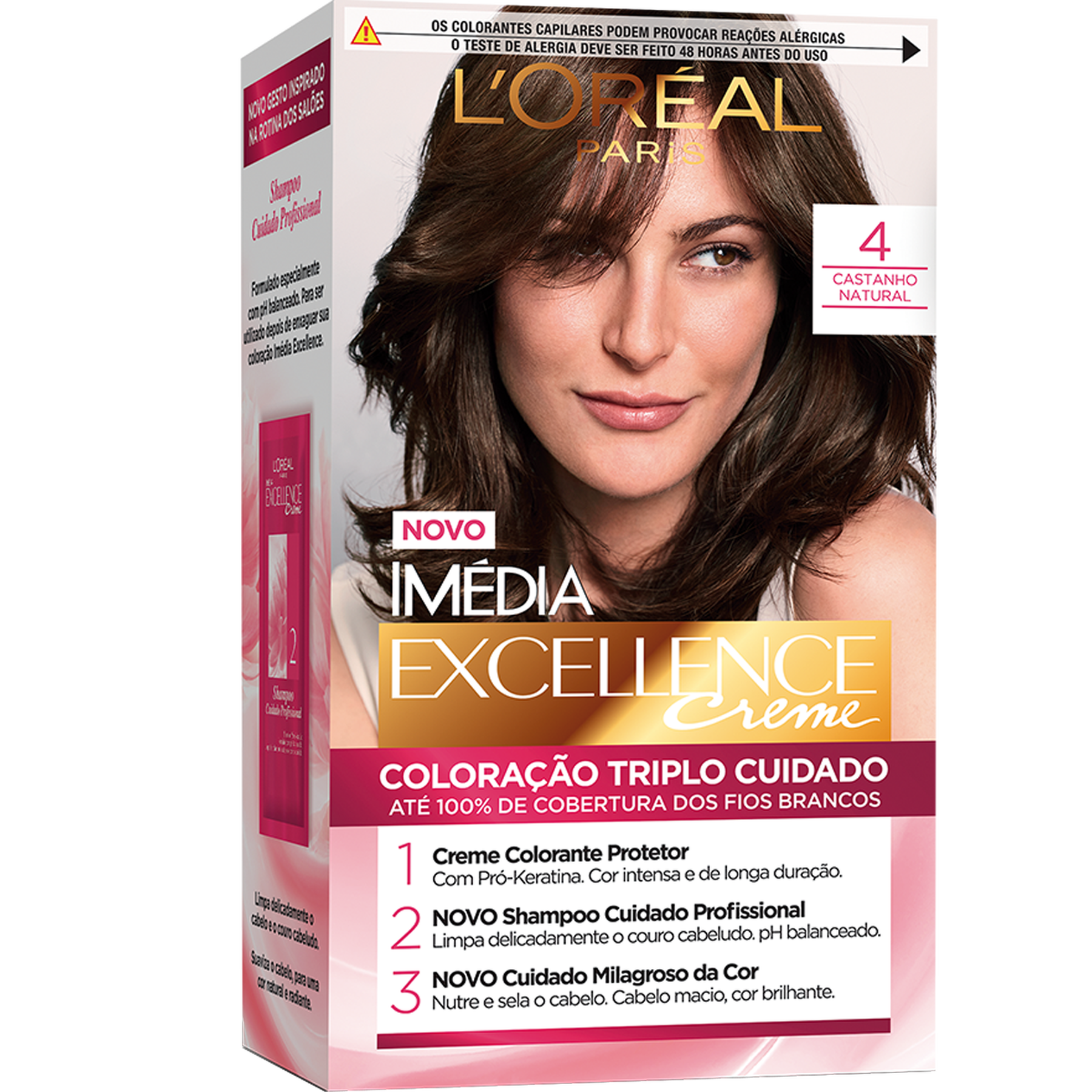 Kit Colora&ccedil;&atilde;o Creme 4 Castanho Natural L'or&eacute;al Paris Im&eacute;dia Excellence