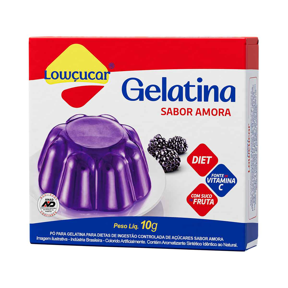 Gelatina em P&oacute; Amora Zero A&ccedil;&uacute;car Low&ccedil;ucar Caixa 10g