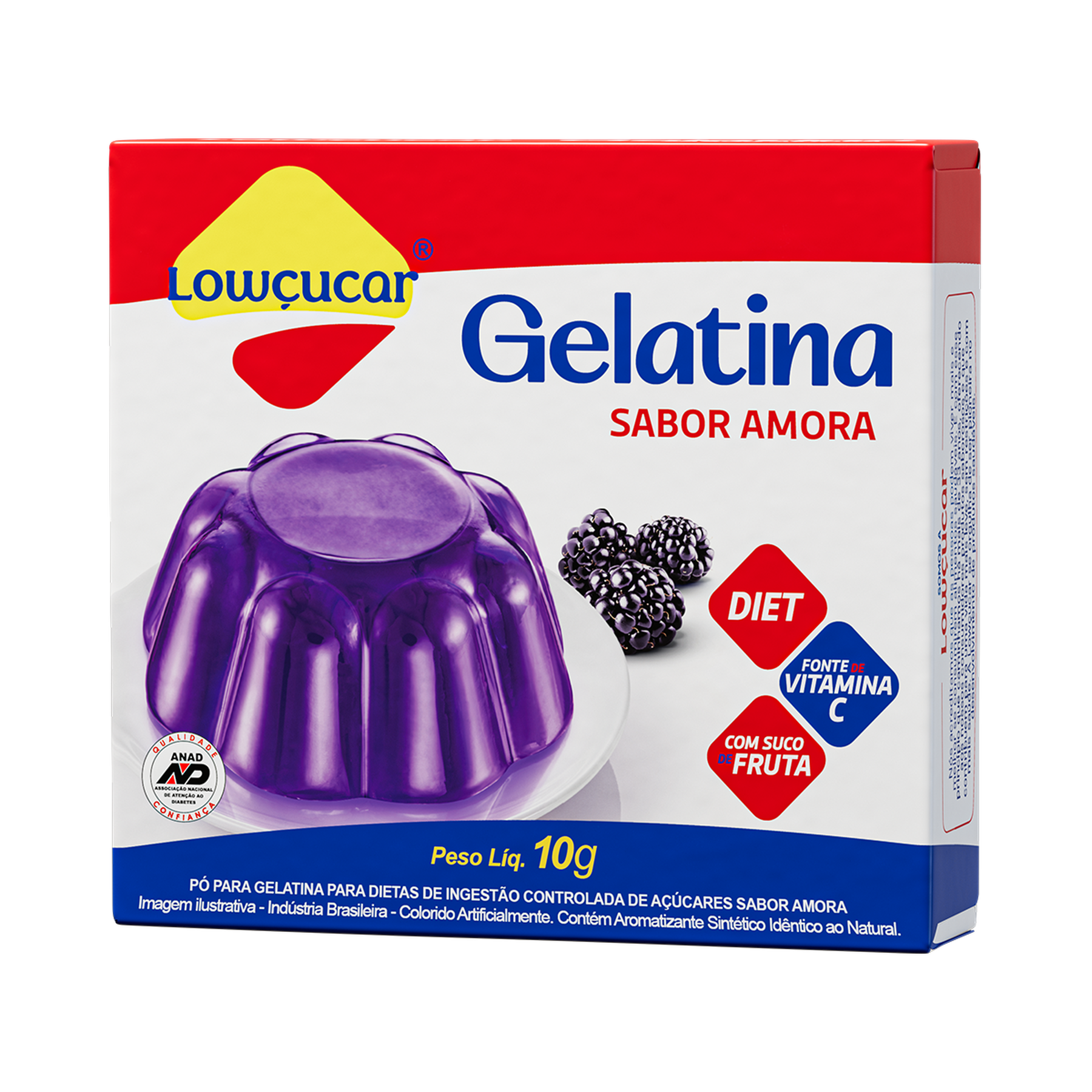 Gelatina em P&oacute; Amora Zero A&ccedil;&uacute;car Low&ccedil;ucar Caixa 10g