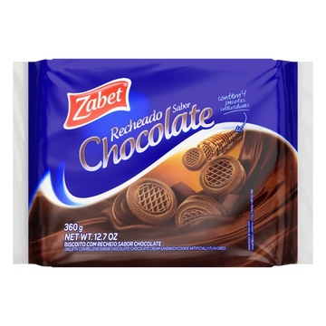 Biscoito Recheio Chocolate Zabet Pacote 360g