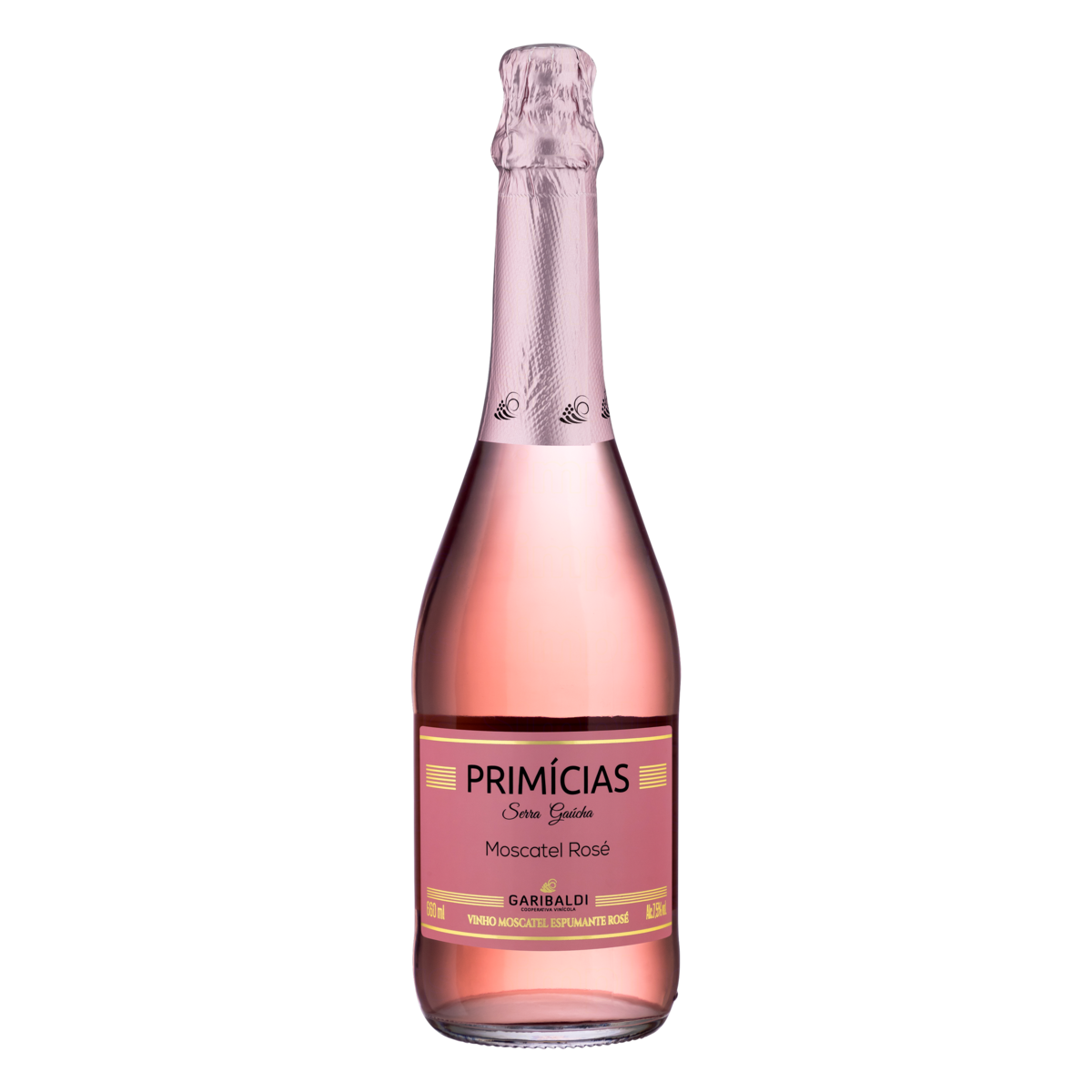 Espumante Ros&eacute; Moscatel Prim&iacute;cias Garibaldi Garrafa 660ml