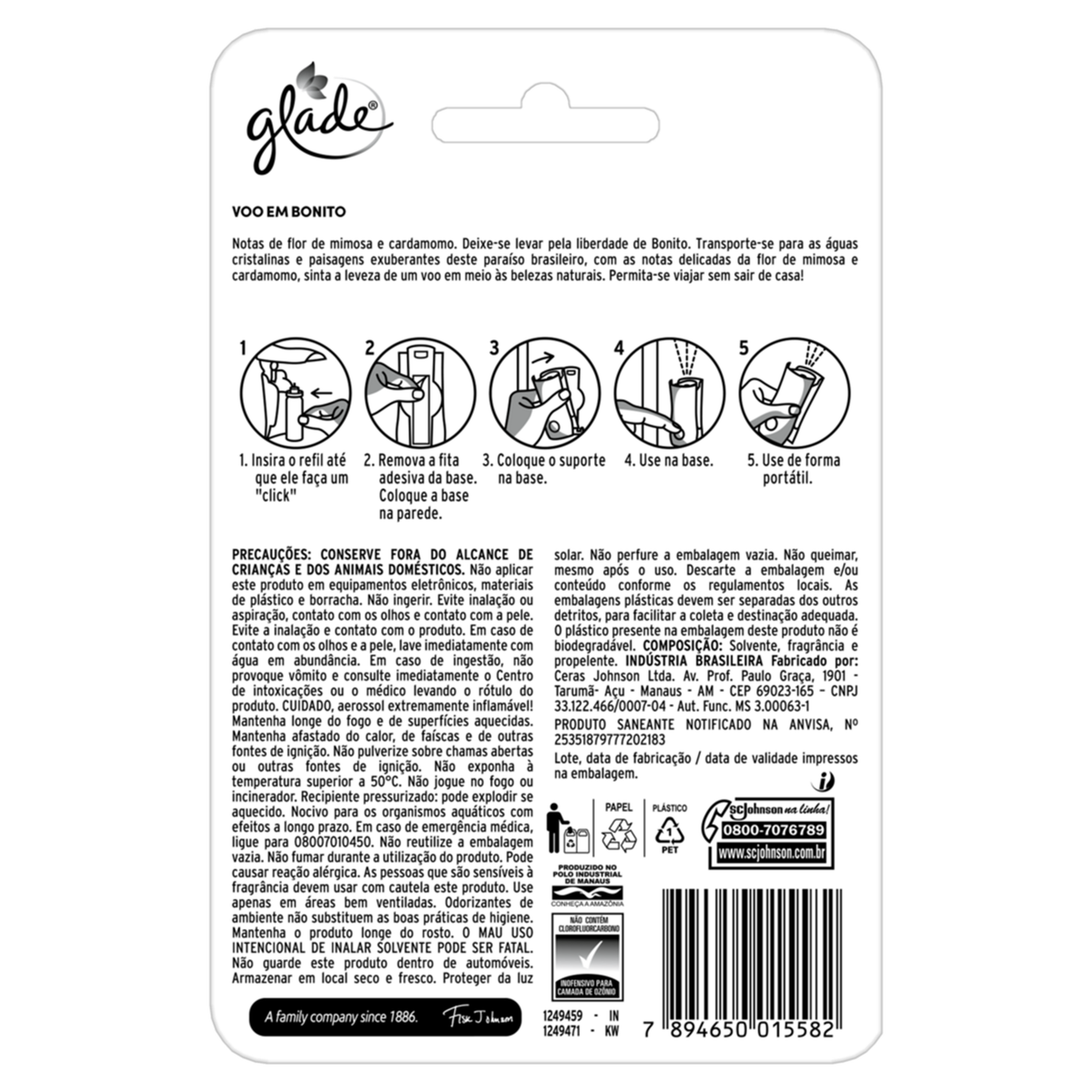 Kit 1 Aparelho + 1 Odorizador de Ambiente Voo em Bonito Glade Toque de Frescor 12ml Refil