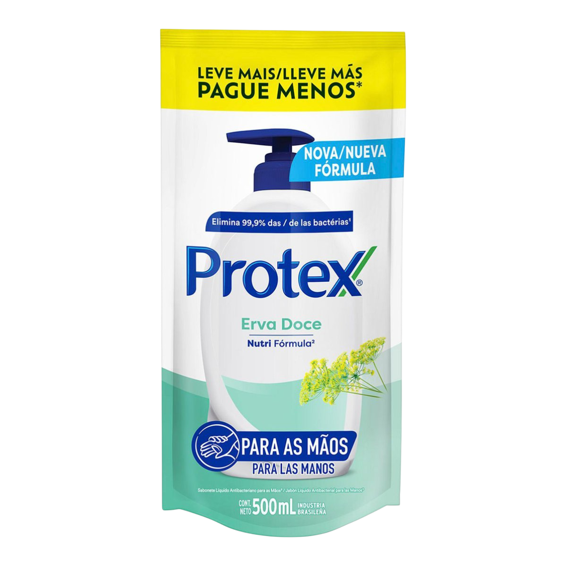 Sabonete L&iacute;quido Antibacteriano Erva-Doce Protex Sach&ecirc; 500ml