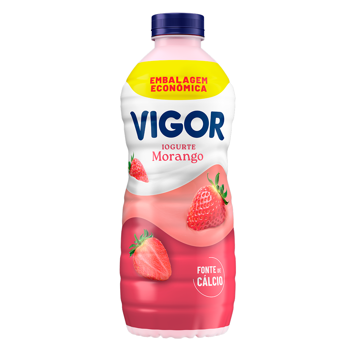 Iogurte Parcialmente Desnatado Morango Vigor Garrafa 1,15kg Embalagem Econ&ocirc;mica