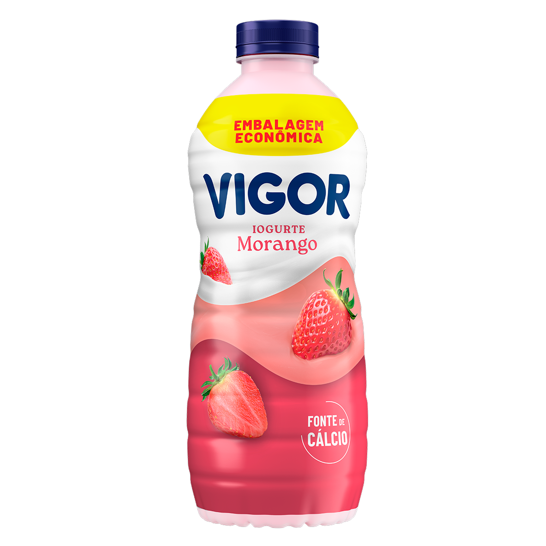 Iogurte Parcialmente Desnatado Morango Vigor Garrafa 1,15kg Embalagem Econ&ocirc;mica