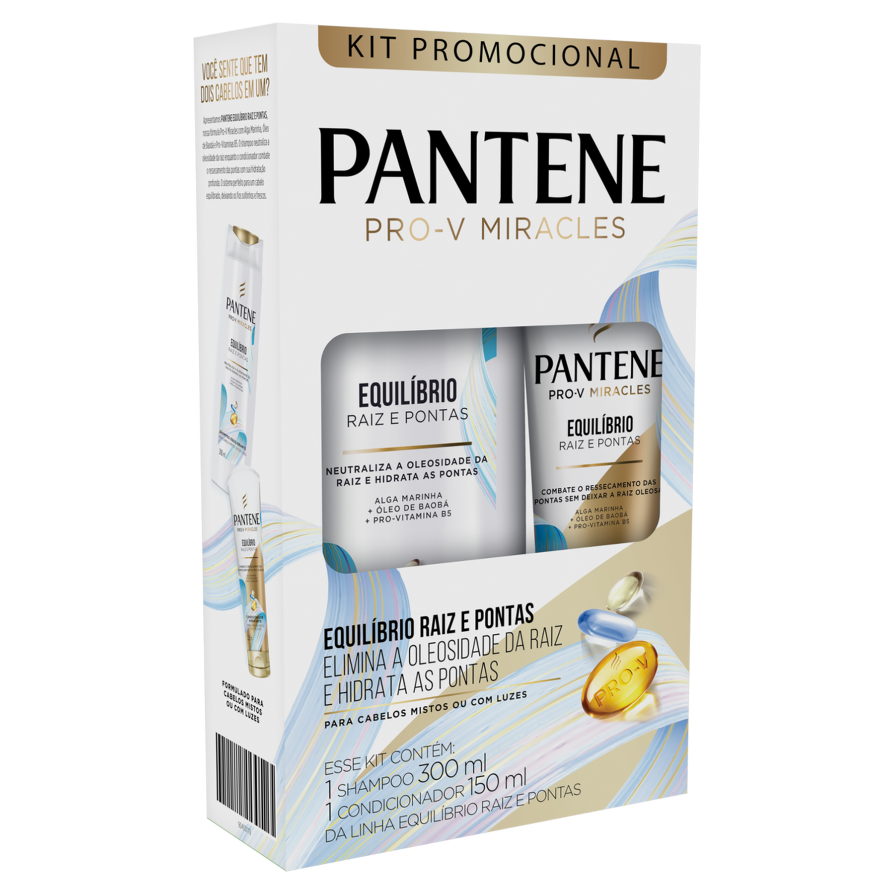 Shampoo 300ml + Condicionador 150ml Equilíbrio Raiz e Pontas Pantene Pro-V Miracles