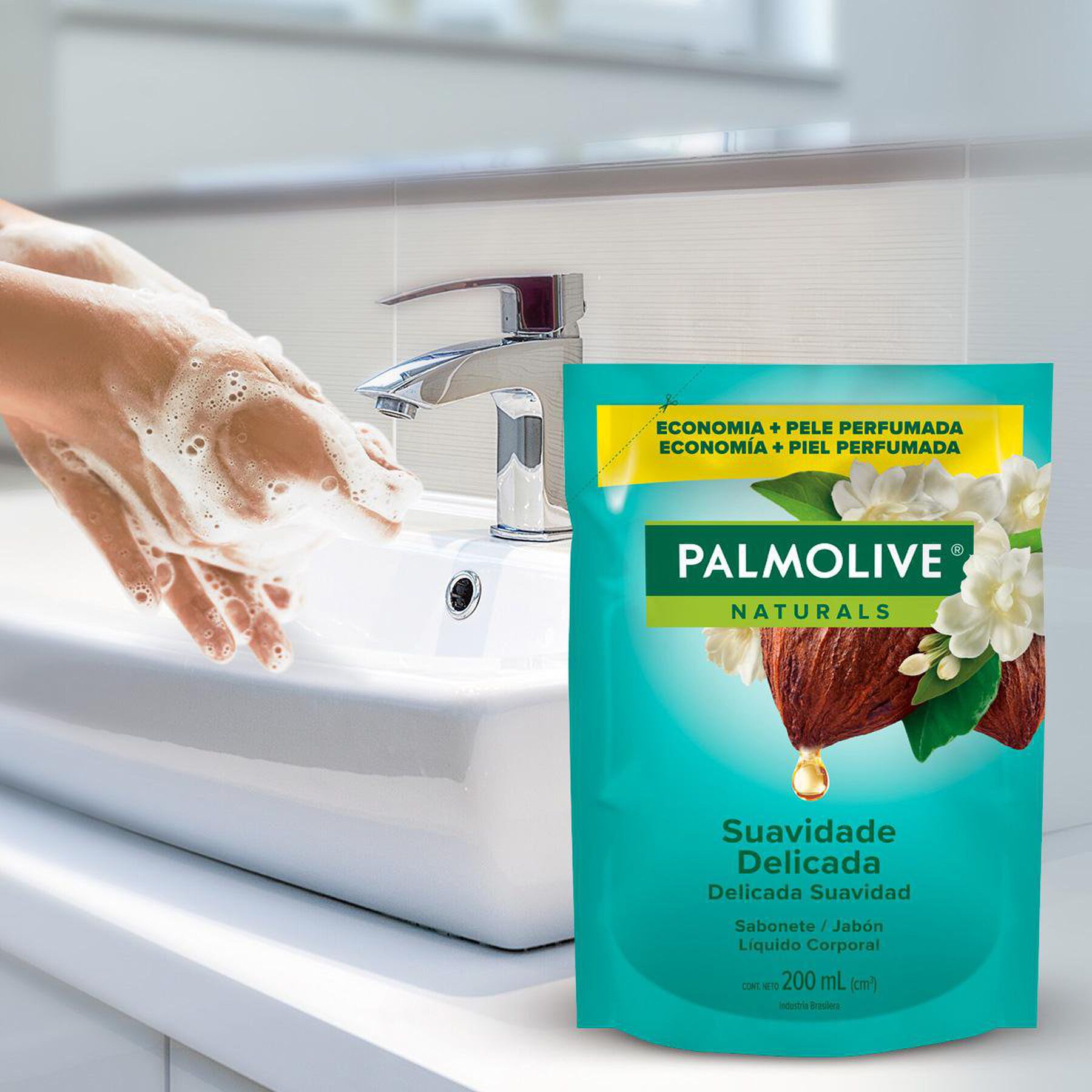 Sabonete Líquido Suavidade Delicada Palmolive Naturals Sachê 200ml Refil