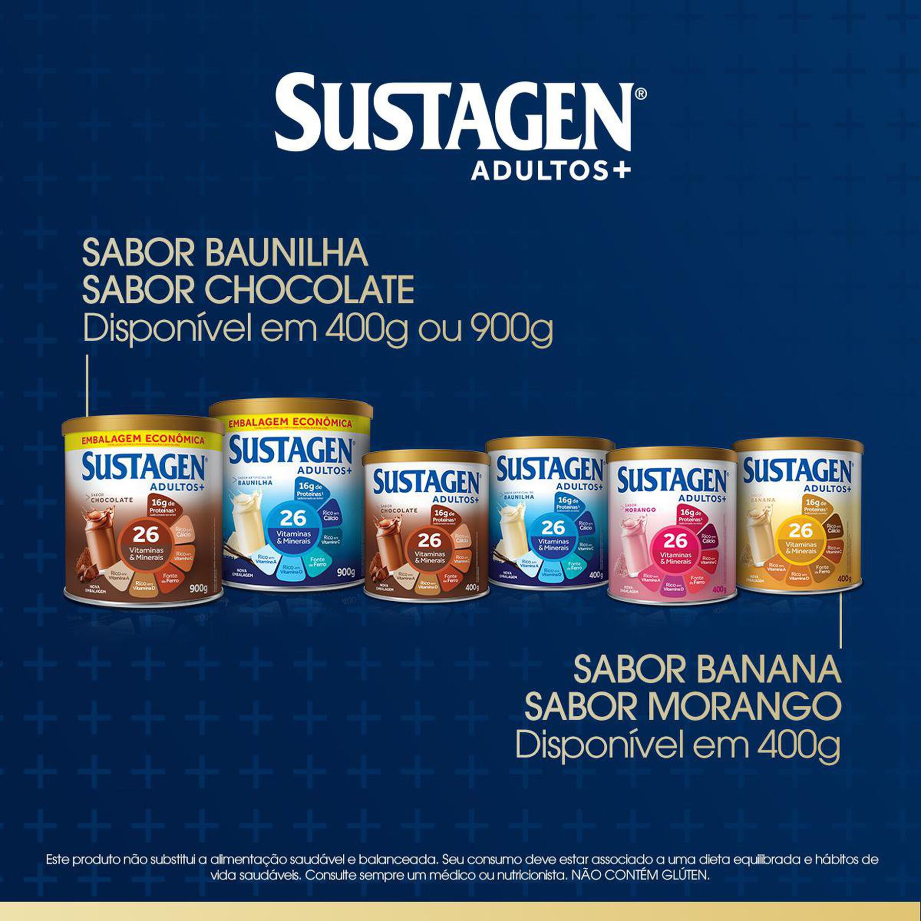 Complemento Alimentar Morango Sustagen Adultos+ Lata 400g